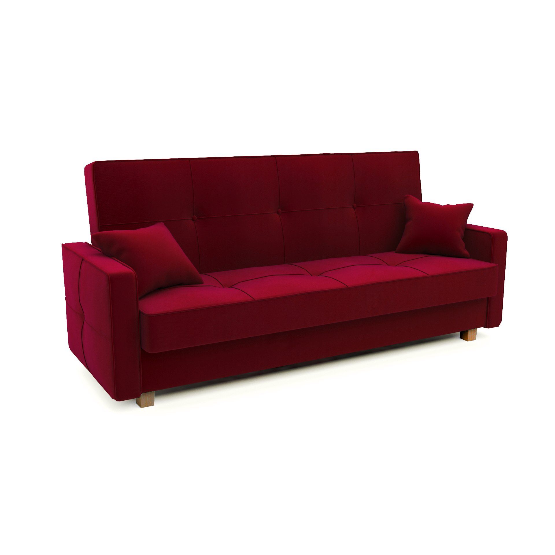 Furnix Schlafsofa MELOTTE Polstercouch mit Schlaffunktion & Bettkasten, Klick-Klick-Mechanik, B216 x H95 x T95 cm, Made in EU KR02 Rot | Kindersofas