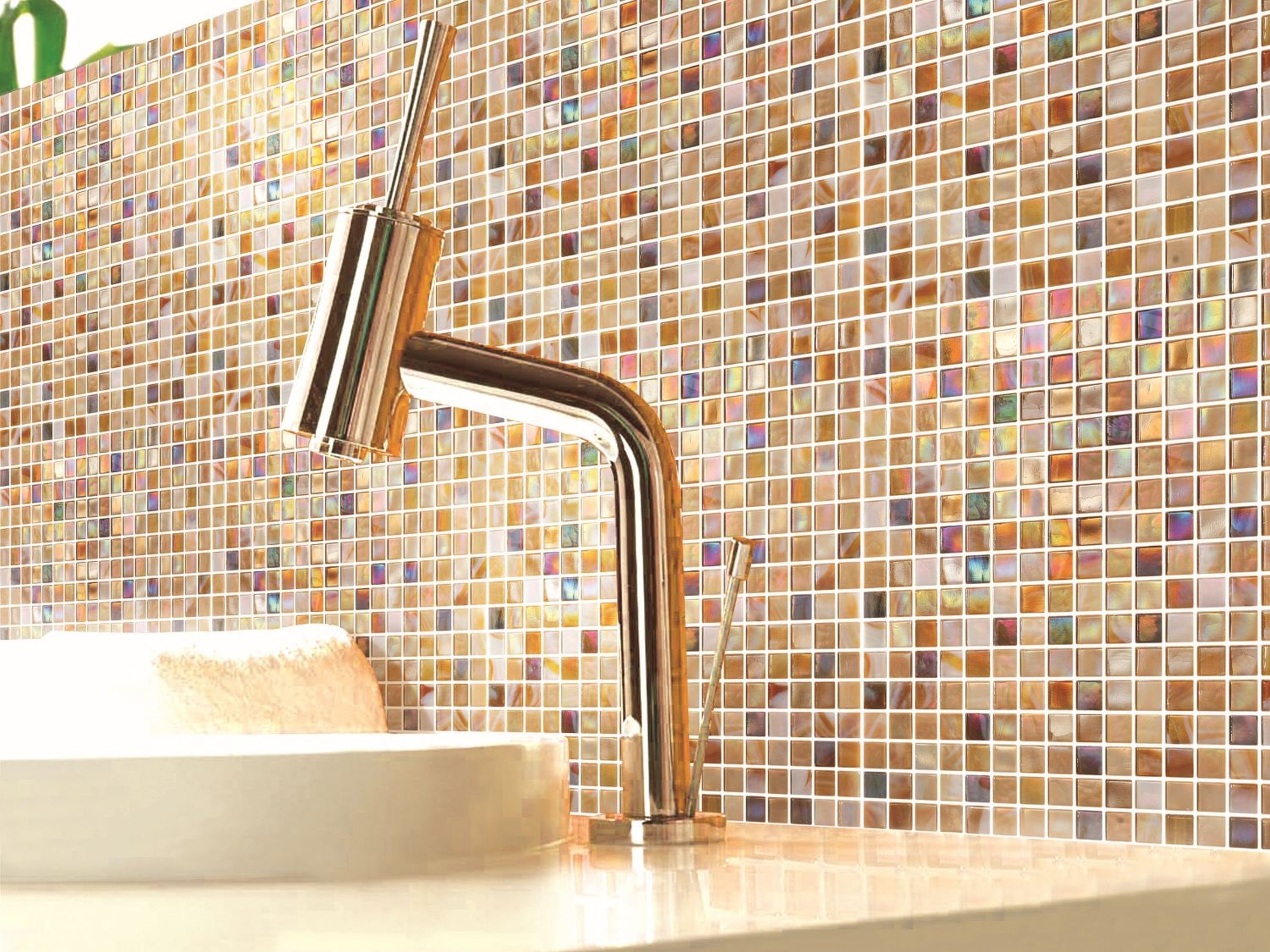 Mosani Mosaikfliesen Glasmosaik Mosaikfliesen beige braun irisierend Sand Wand