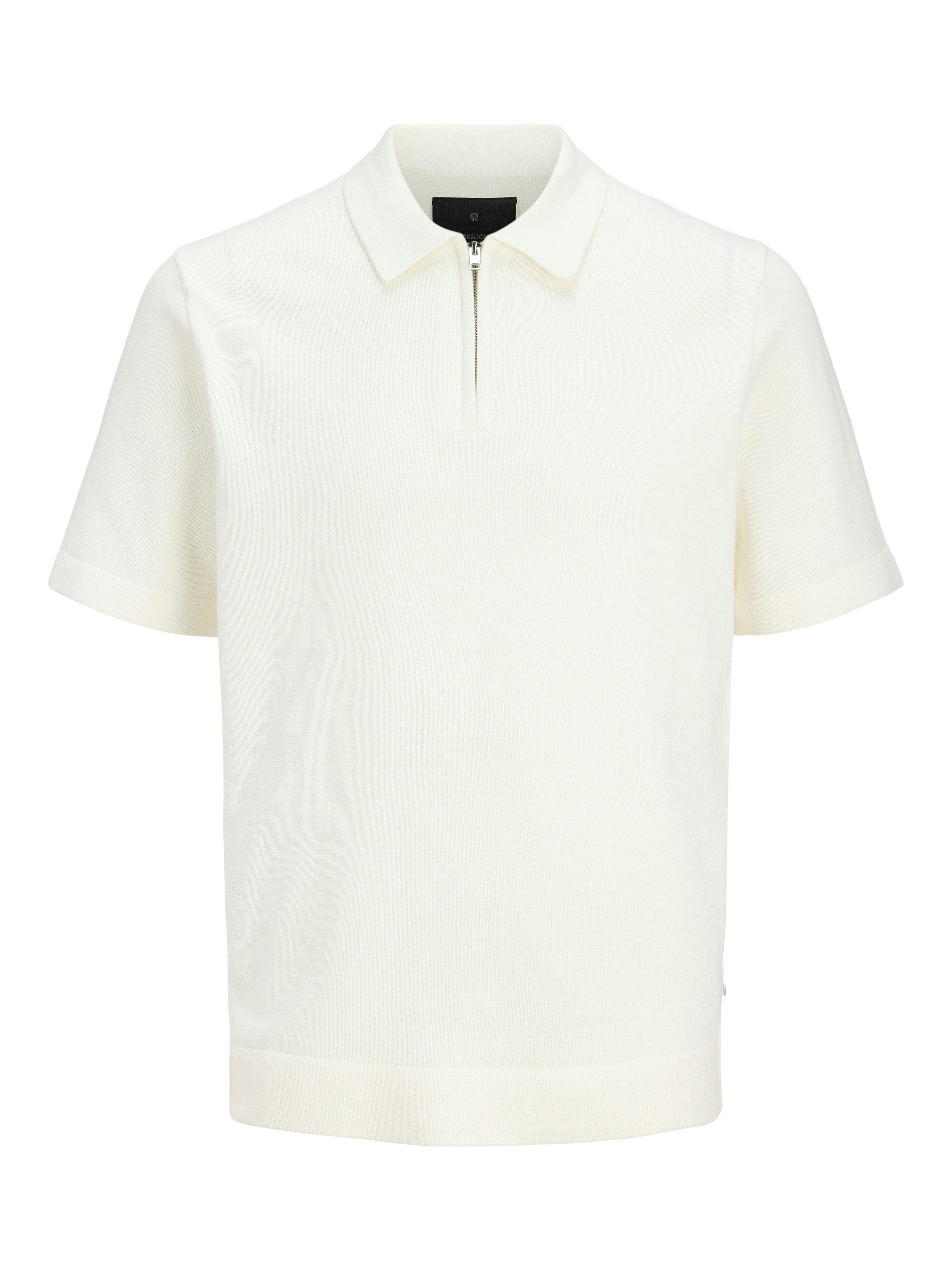 Jack & Jones Polokragenpullover JPRBLAMILANO SPRING KNIT ZIP POLO SS SN Baumwollmischung