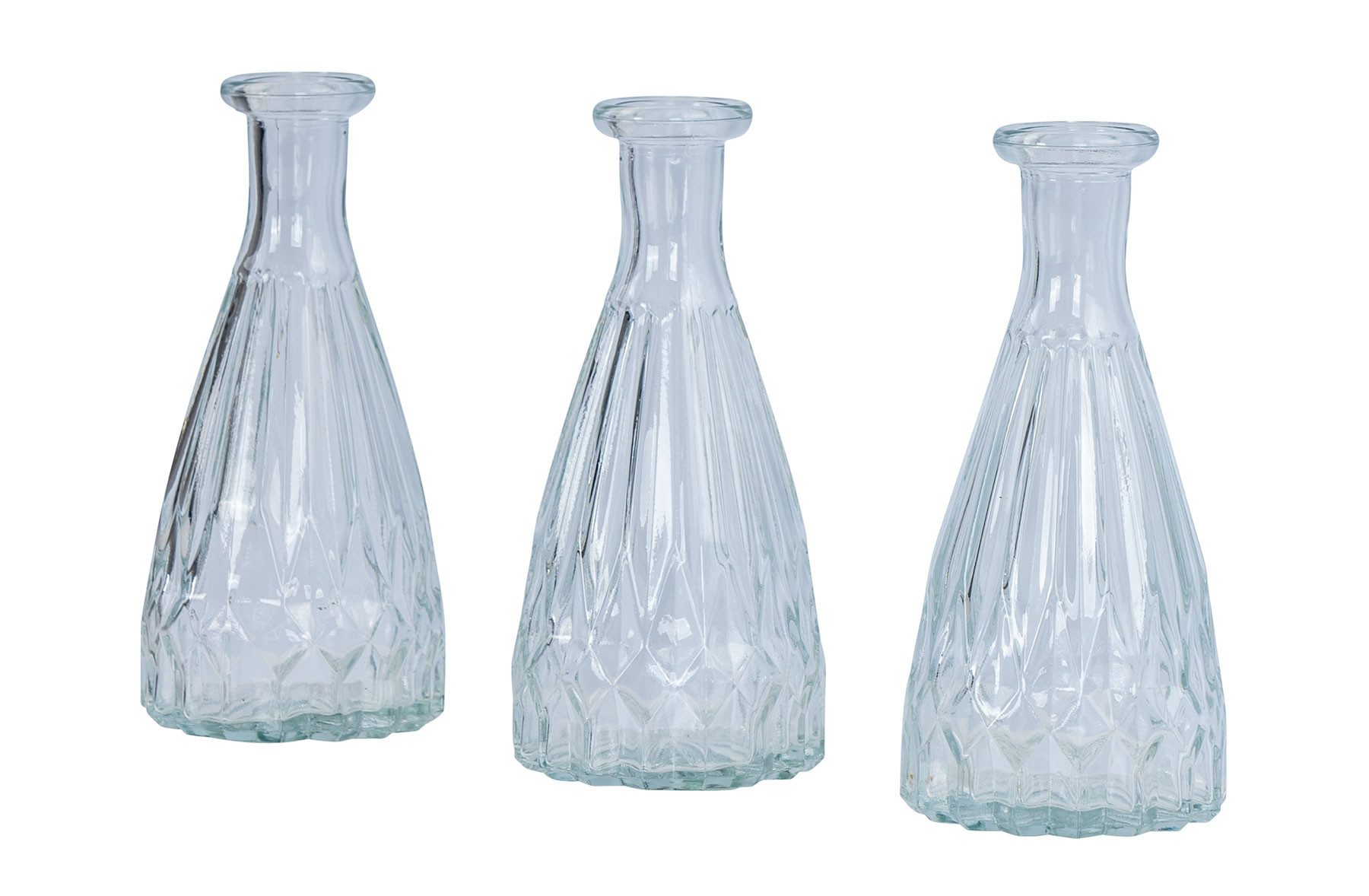 Levandeo® Dekovase, 3er Set Vasen Glas H15cm Klarglas Blumenvase Tischdeko Glasvase