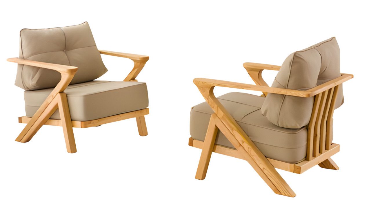 Sessel Beigefarbener Stoffsessel im modernen Design mit hohem Komfort