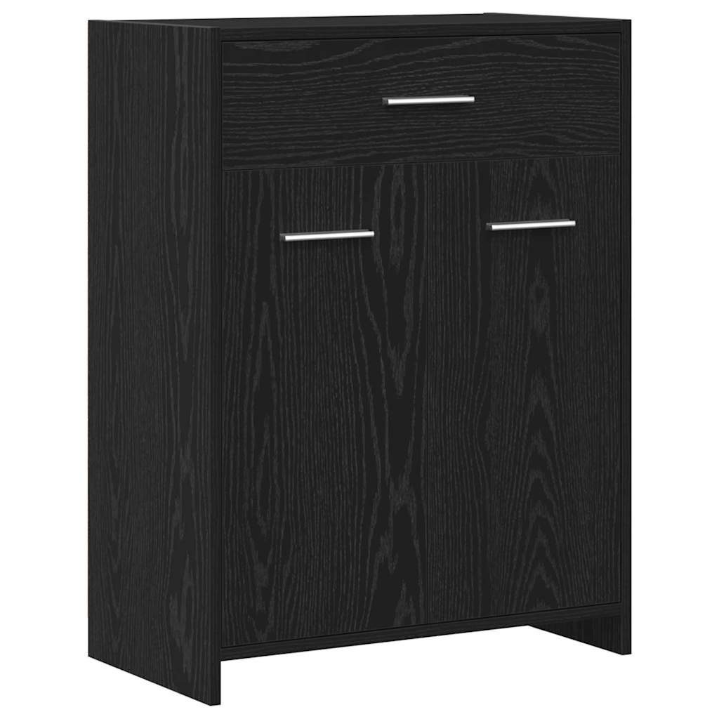 vidaXL Badezimmerspiegelschrank Badezimmerschrank mit Tür Schwarz Eichen-Optik 60 x 33 x 80 cm (1-St)