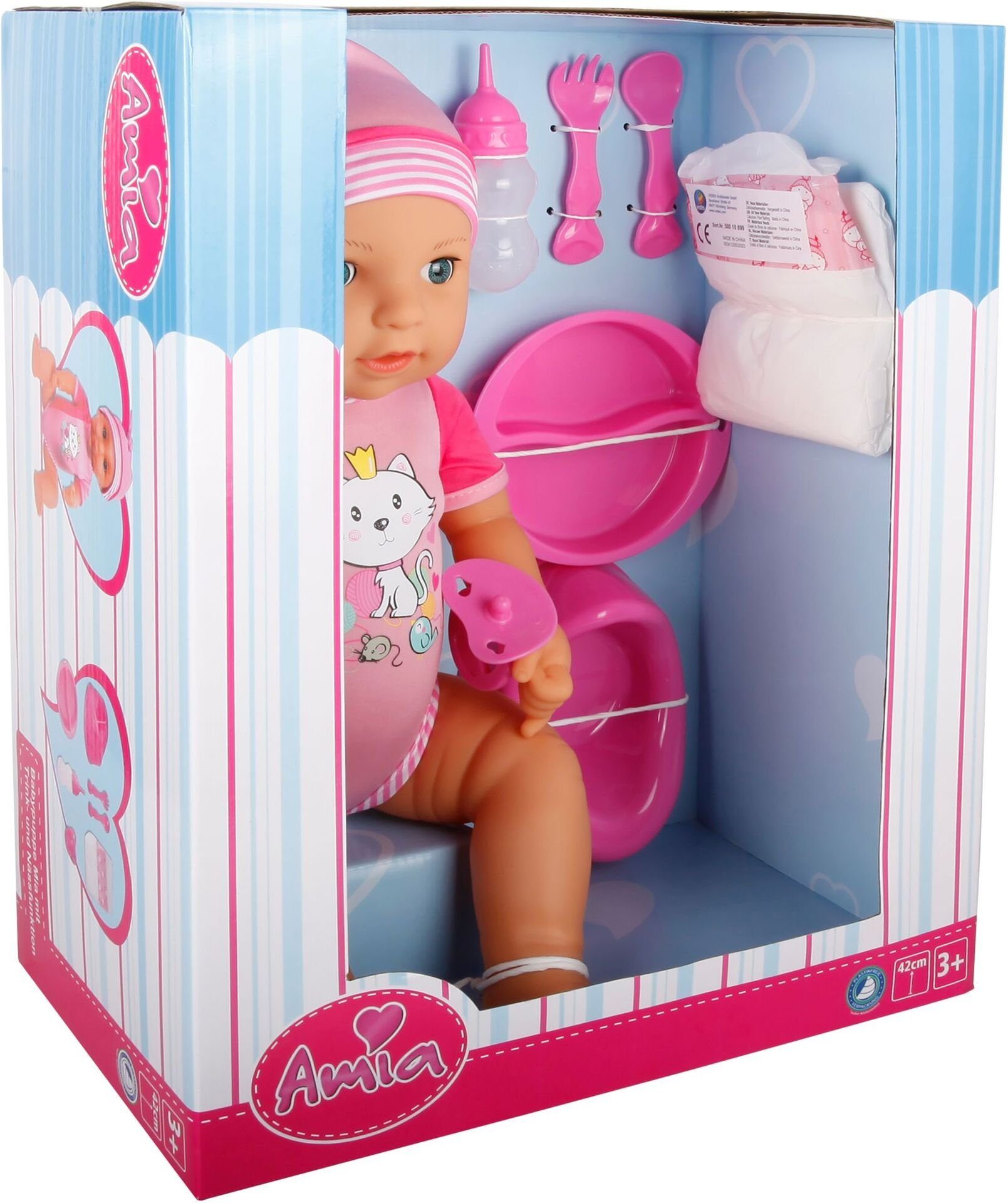 Vedes Babypuppe AM Babypuppe "Mia" mit Zubehör 43cm