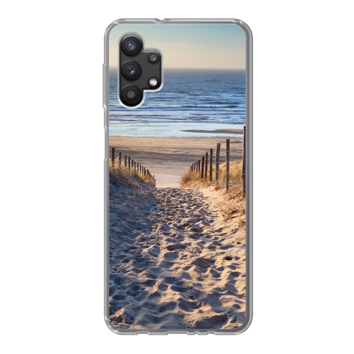 MuchoWow Handyhülle für Samsung Galaxy A32 5G Strand - Meer - Niederlande - Dünen - Sonne, Smartphone-Bumper, Print, Handy Schutzhülle Dünn