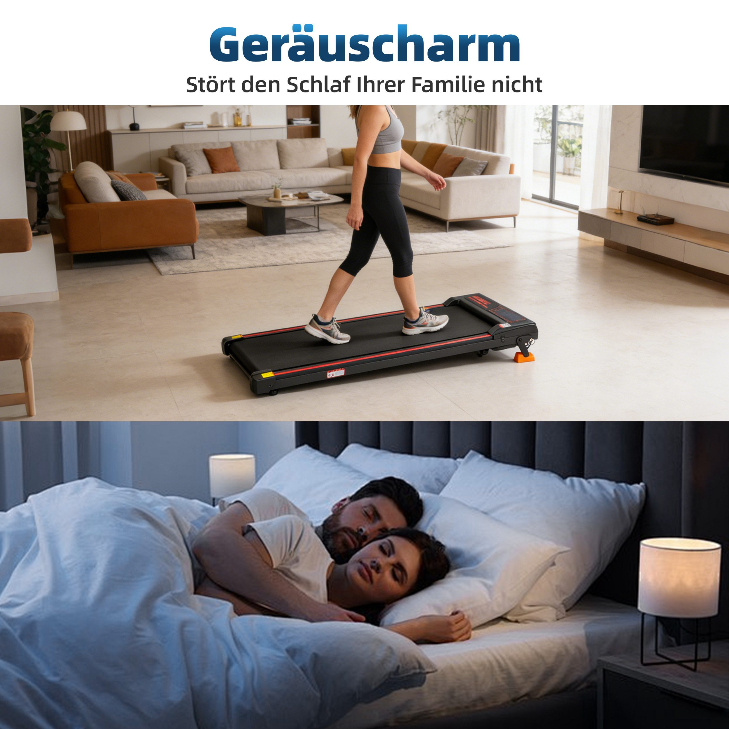 Vankel Laufband Kompaktes Laufband für Zuhause mit 100 x 40 cm Lauffläche (Fernbedienung), Walking Pad 1–6 km/h, 120 kg, unter Sofa verstaubar