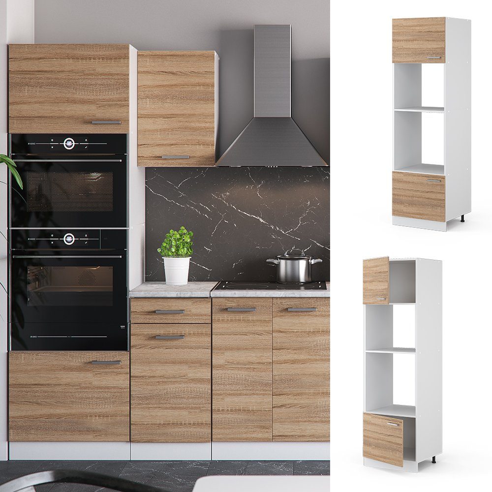 Vicco Mikrowellenumbauschrank R-Line, Sonoma/Weiß, 60 cm günstig online kaufen