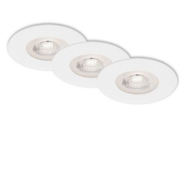 Briloner Leuchten LED Einbauleuchte 7047-036, LED fest verbaut, Warmweiß, Einbauleuchte SET für Bad - dimmbar IP44 Ø9cm