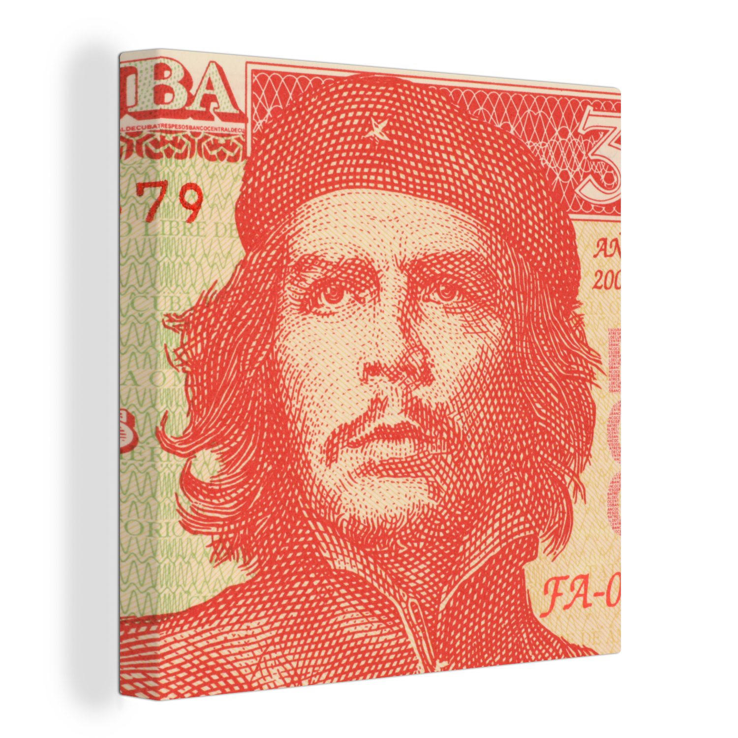 Leinwand auf Bilder OneMillionCanvasses® Guavara 3-Peso-Note, einer (1 Wohnzimmer für Schlafzimmer Leinwandbild Che St),