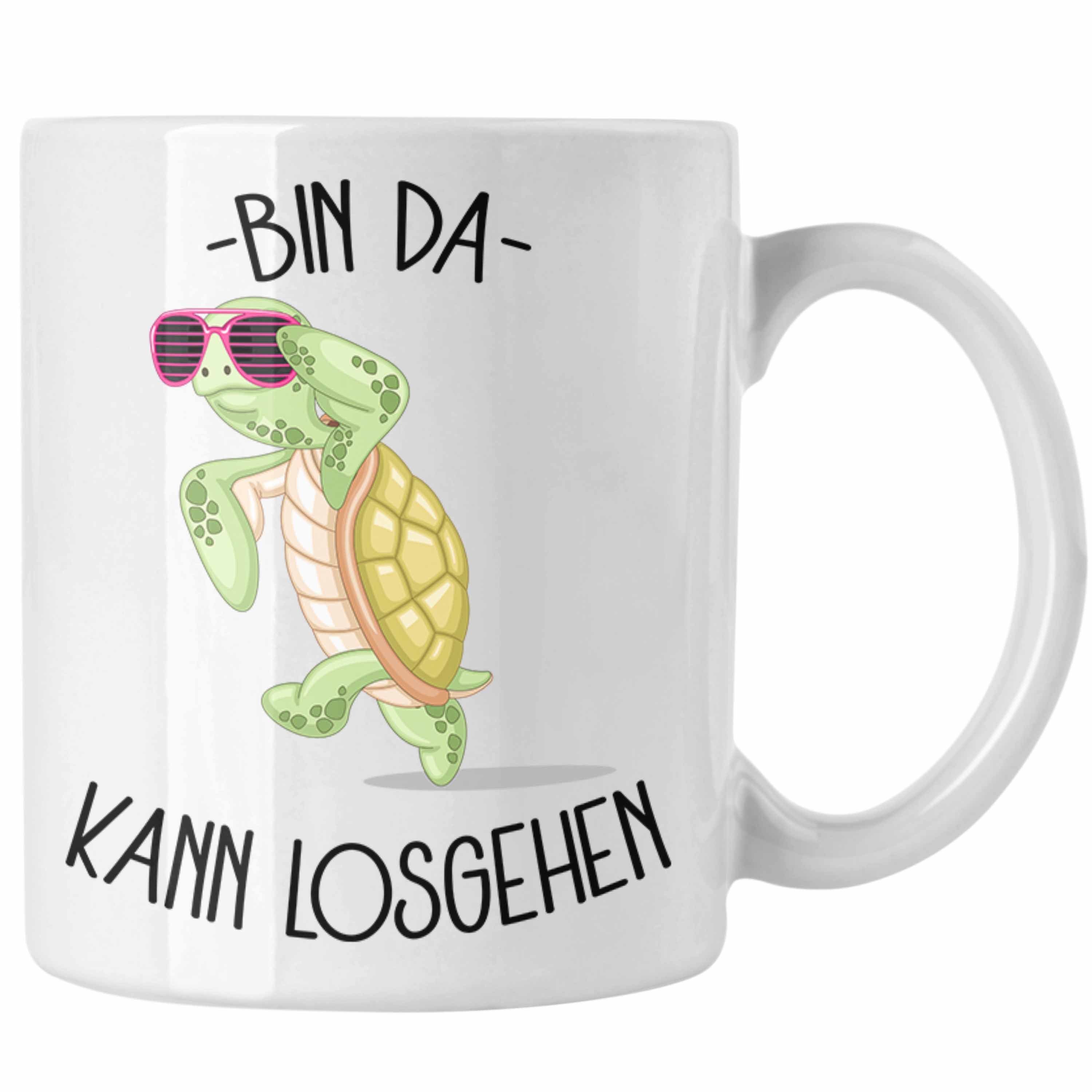 Trendation Tasse Schildkröte Bin Da Kann Losgehen Tasse Becher Lustiges Statement Motiv