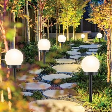 LETGOSPT LED Solarleuchte LED Solarleuchten Kugel Licht mit Erdspieß, integrierte Gartenleuchte, LED fest integriert, Wasserdicht IP65 Außen Gartenstrahler, 4/8 Stück