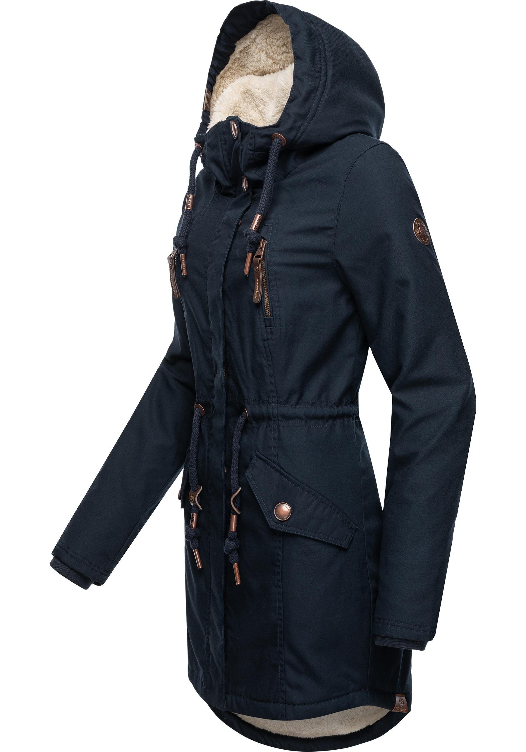 Ragwear Wintermantel Elsie stylischer Winterparka mit Kapuze und Teddyfleec günstig online kaufen