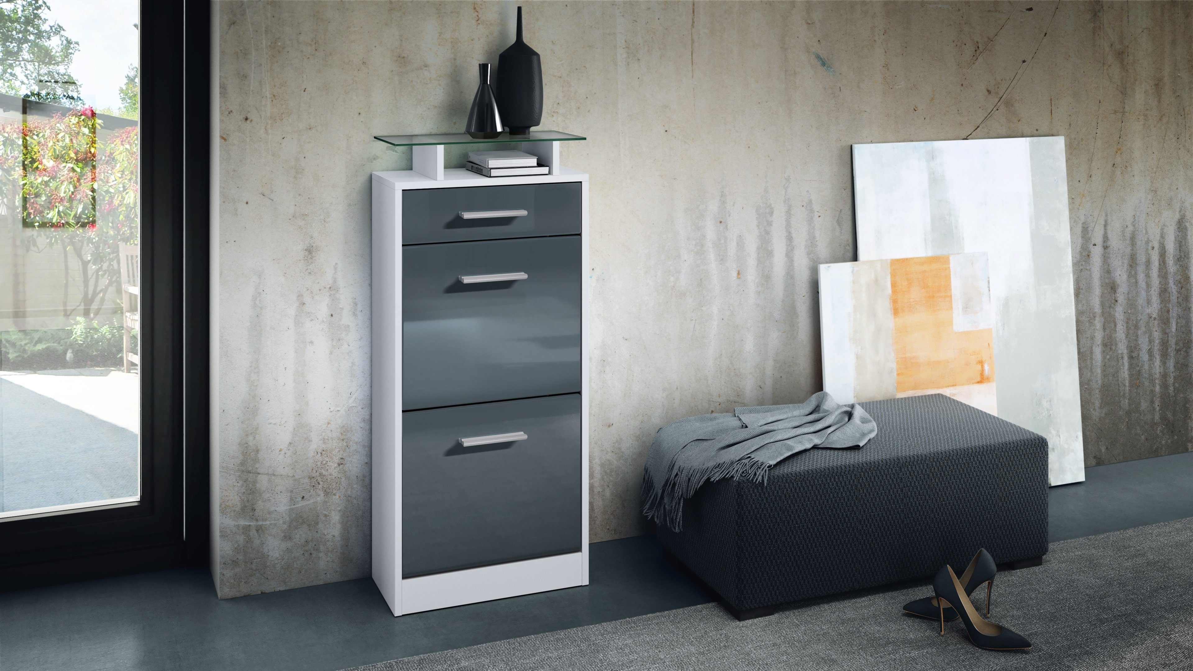 Vladon Schuhschrank Loret V2 (Schuhkipper für 8 Paar Schuhe, mit 2 Klappen, günstig online kaufen