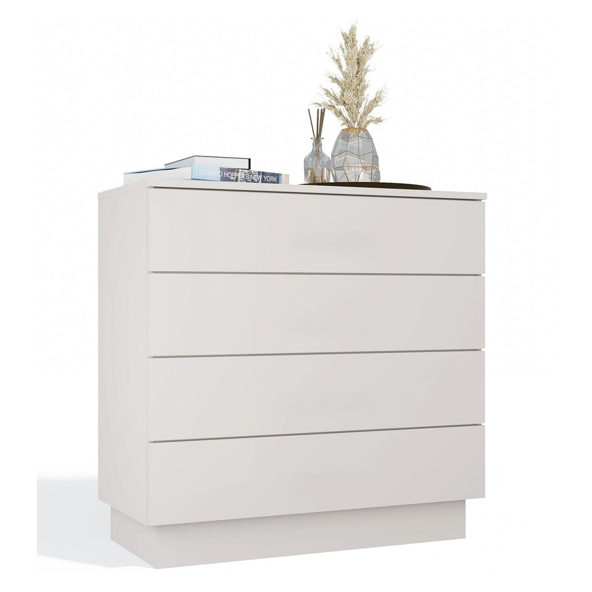 ibonto Schubkastenkommode 4 Schubladen, Push-to-Open, Kaschmir Beige, grifflos, 85 cm breit