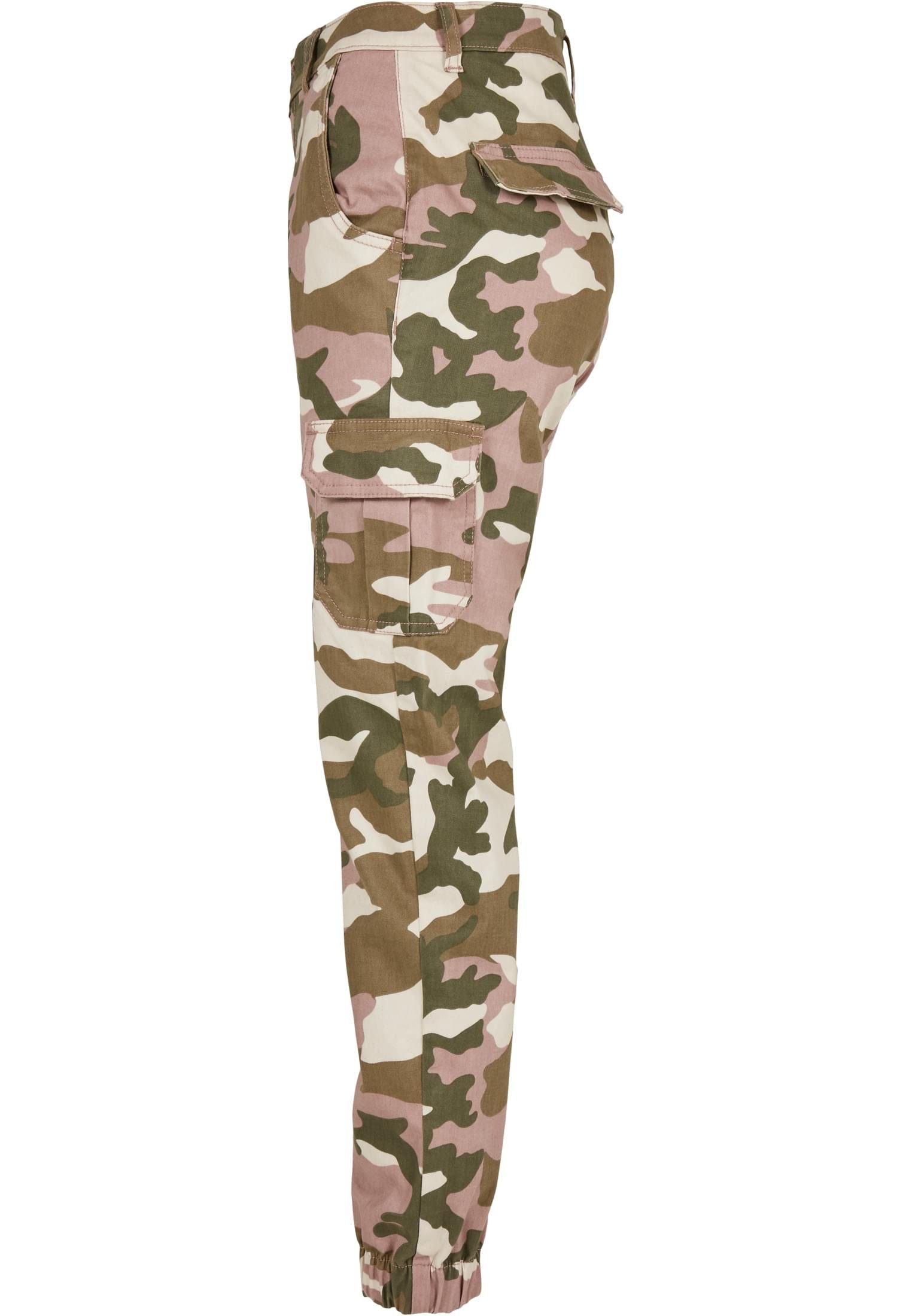 URBAN CLASSICS Cargohose High Ladies Damen Camo (1-tlg) Pants Cargo camo Waist duskrose