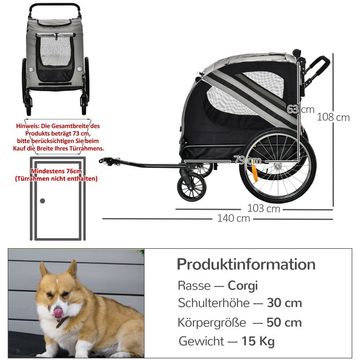 PawHut Fahrradhundeanhänger faltbar Hundeanhänger, Haustier Fahrradanhänger, für mittelgroße Hunde