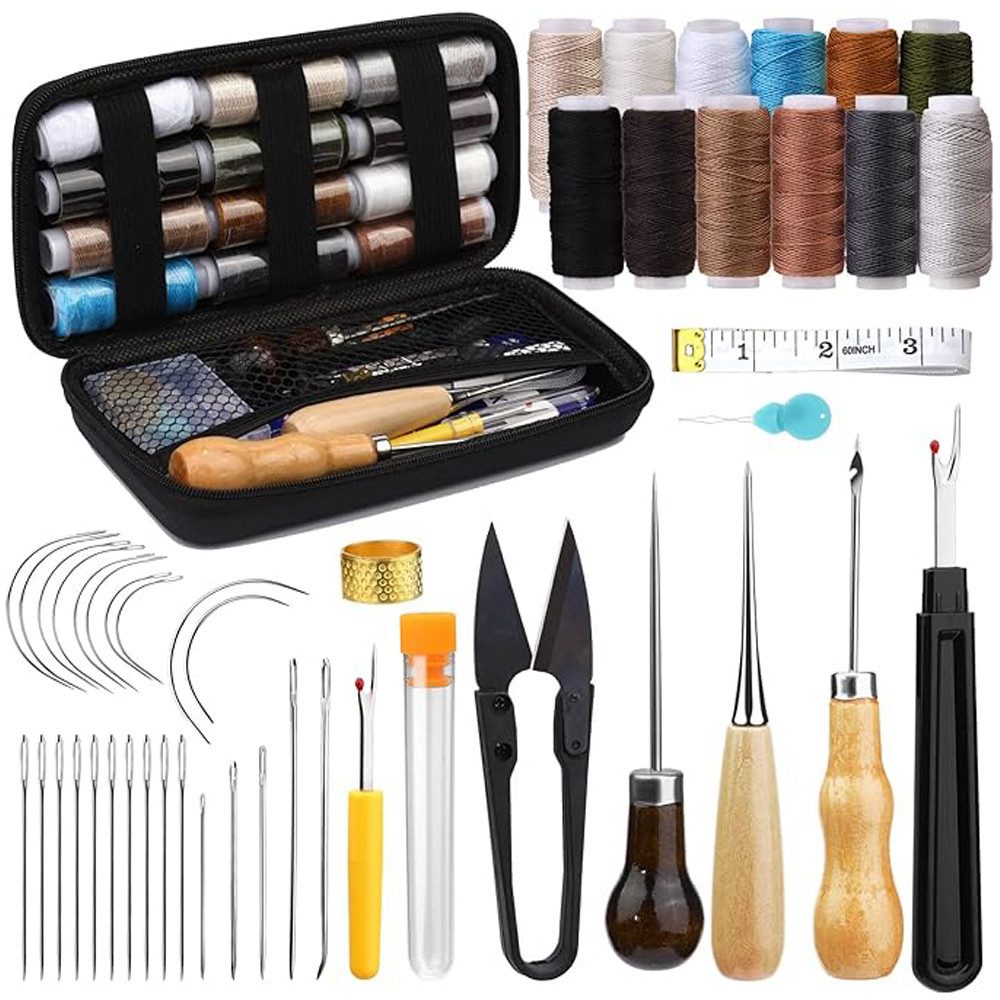 NUODWELL Nähkästchen Leder-Nähset, 48-teiliges Hochleistungs-Nähset, Leder günstig online kaufen