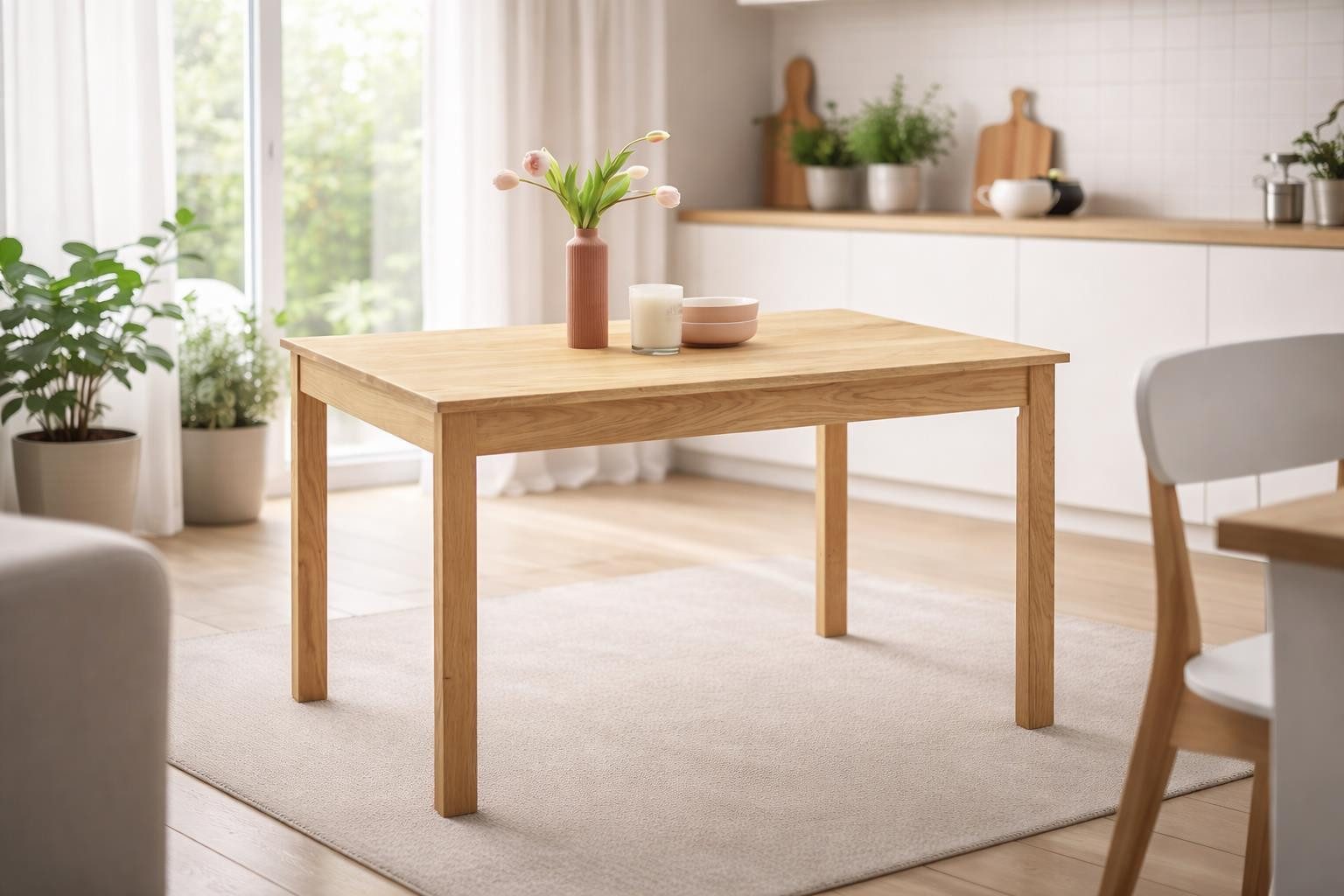möbelando Esstisch ANKARA 4 Fusstisch 120 WE, aus Massivholz in Wildeiche geölt. Abmessungen (LxBxH) 80x120x75 cm – Bild 2 von 5