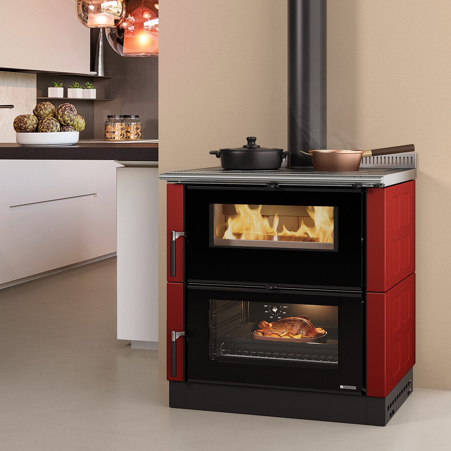La Nordica Kaminofen La Nordica Verona XXL Majolica Küchenofen Weiß Infinity, 7 kW, Küchenofen