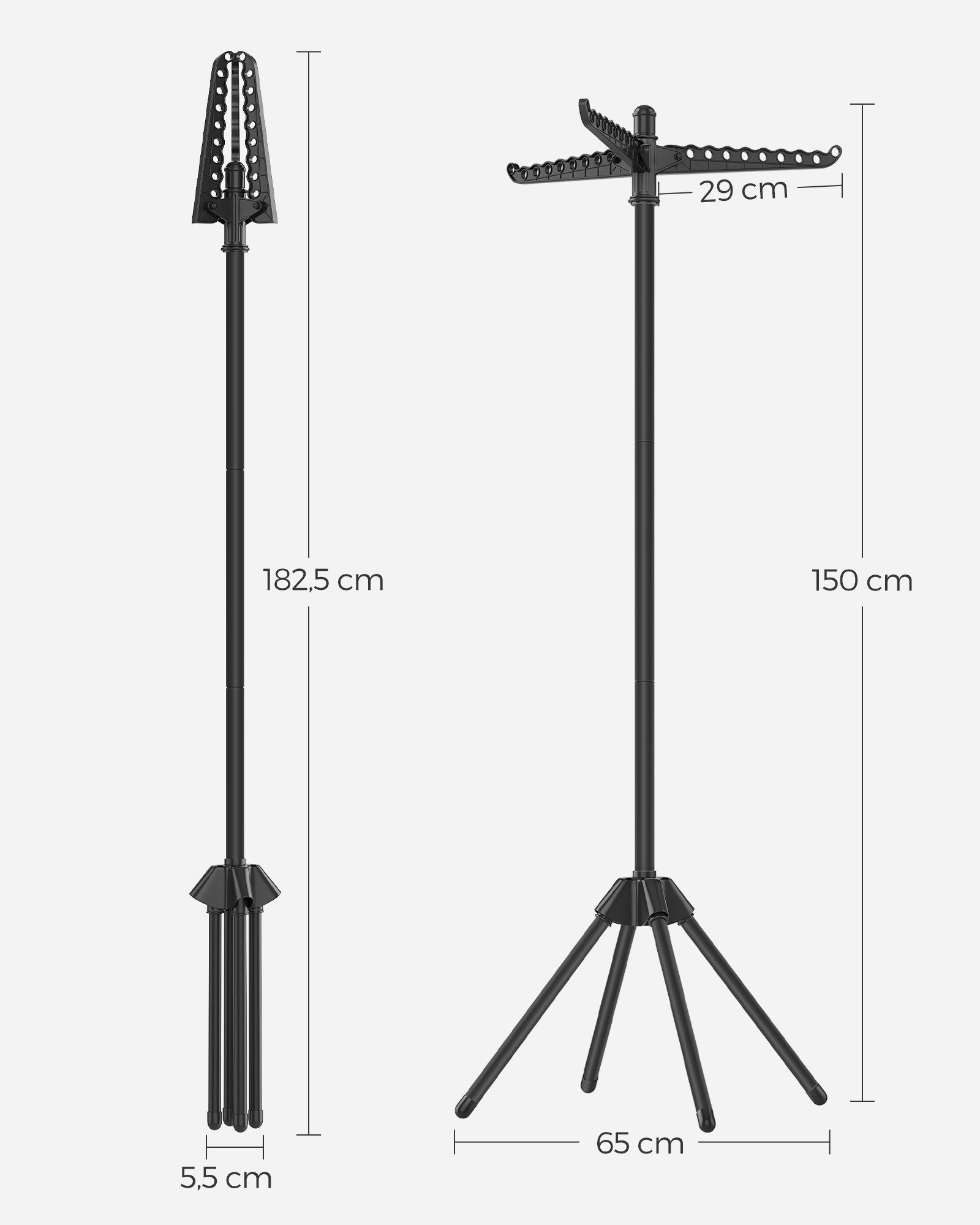 SONGMICS Wäscheständer Klappbarer Standtrockner mit drehbaren Armen und 4 Beinen, Für innen, aus Edelstahl, für Kleidung und Socken