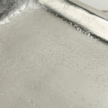 Macosa Home Dekotablett Deko-Tablett mit Griffen Silber rechteckig Aluminium Tisch-Dekoration (Dekotablett silber), Kerzenteller Servierplatte Obsttablett Wohn-Accessoire