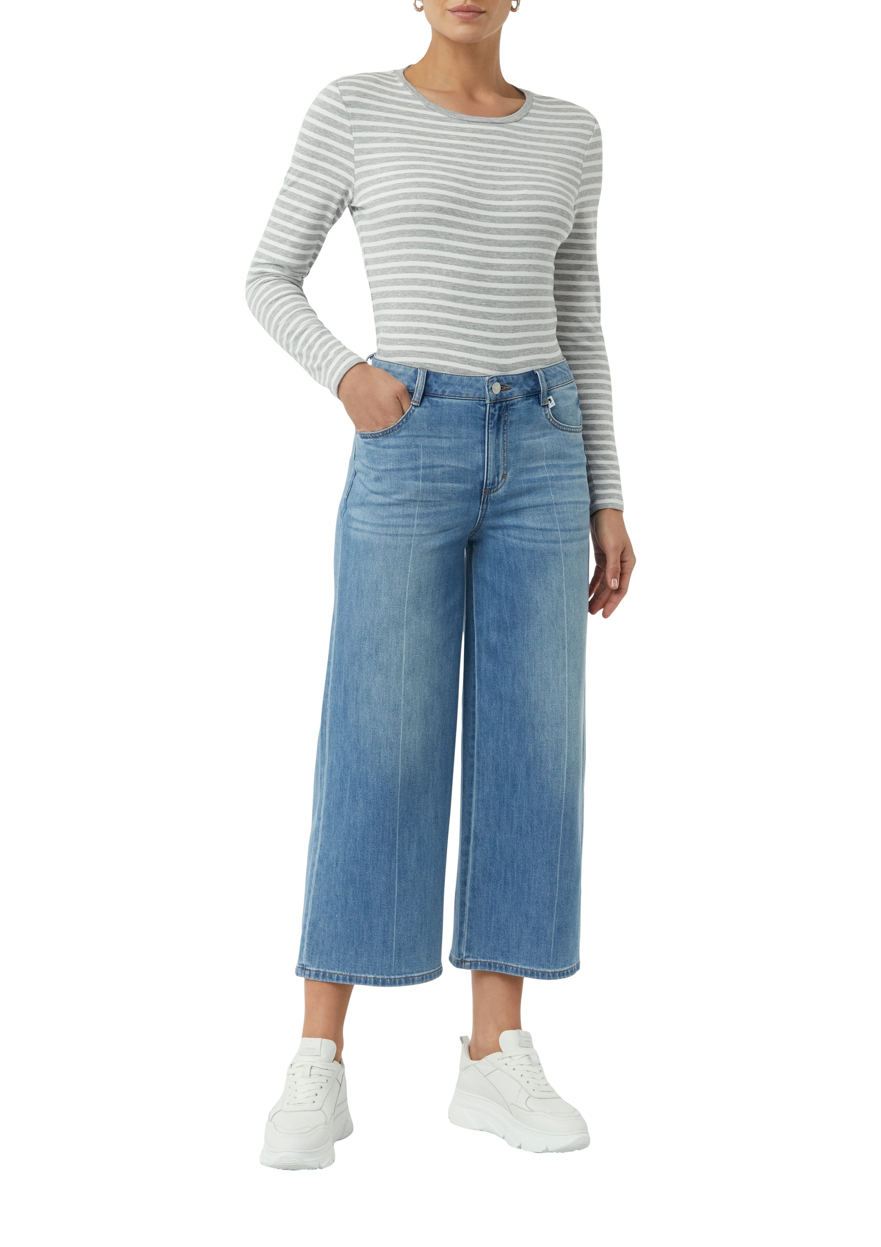 comma casual identity Langarmshirt gestreift, figurbetont, casual, Rundhals günstig online kaufen