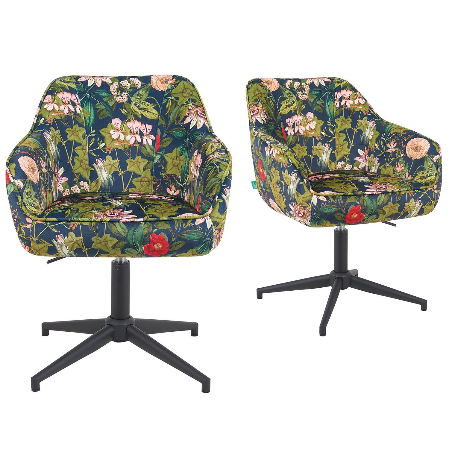 DUBI Möbel Polsterstuhl Mika-Maya, Federkern, 360° drehbar & höhenverstellbar im 2er-Set