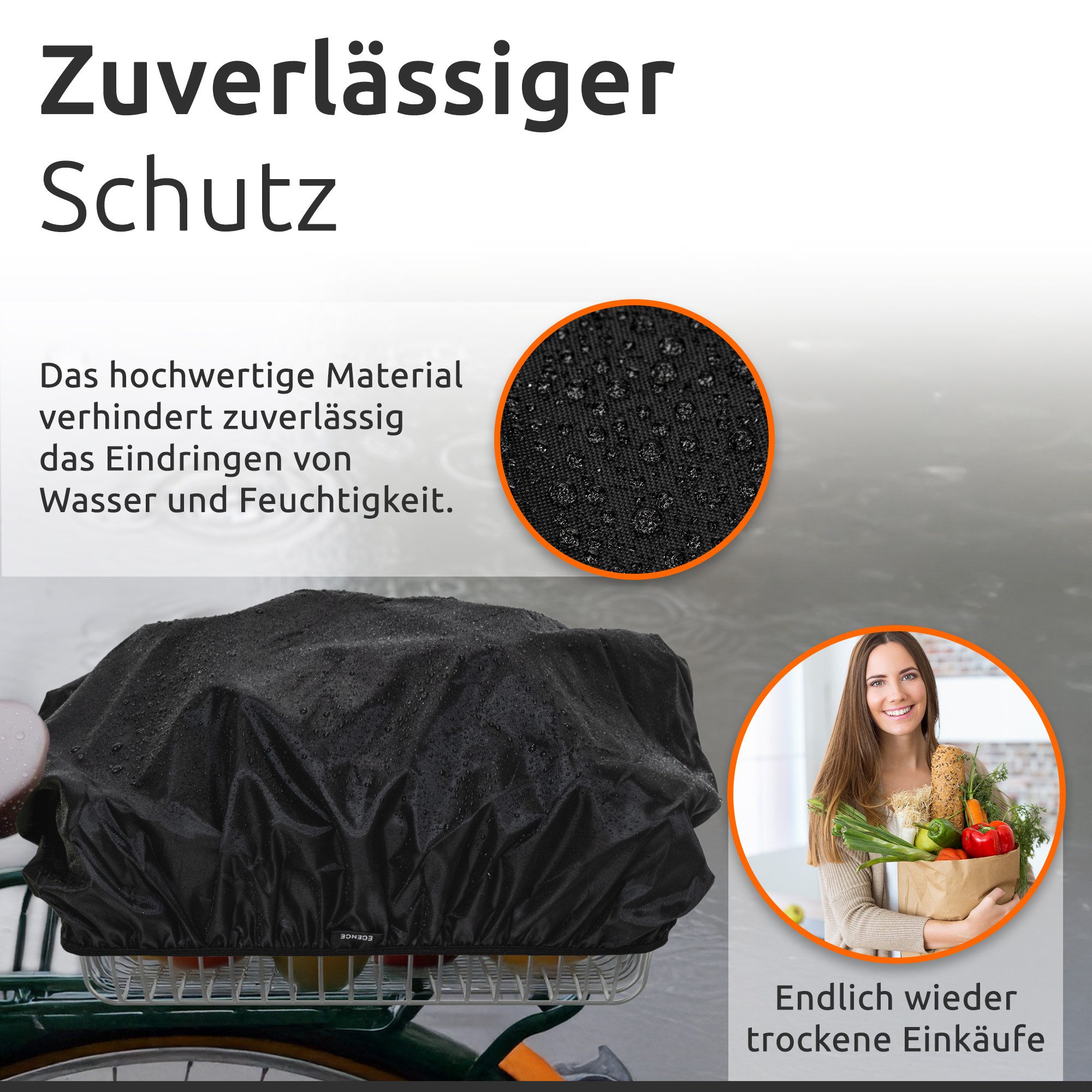 ECENCE bicycle basket 1x bicycle basket rain cover black cover