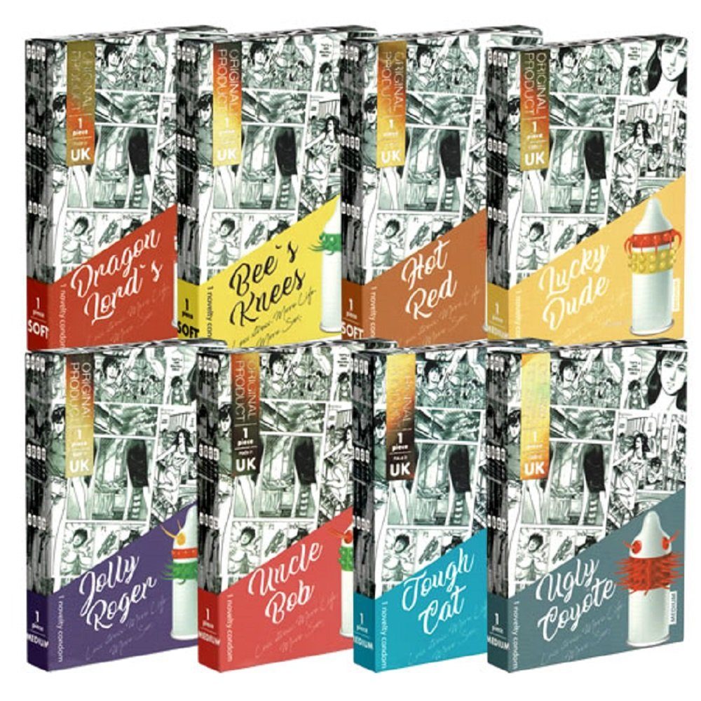 EGZO Kondome Cocky Friends Mega-Spaßpack Packung mit, 8 St., erregende Kondome für eine intensive Stimulation, Spezialkondome mit extrem stimulierenden Stacheln, Kugeln + Noppen