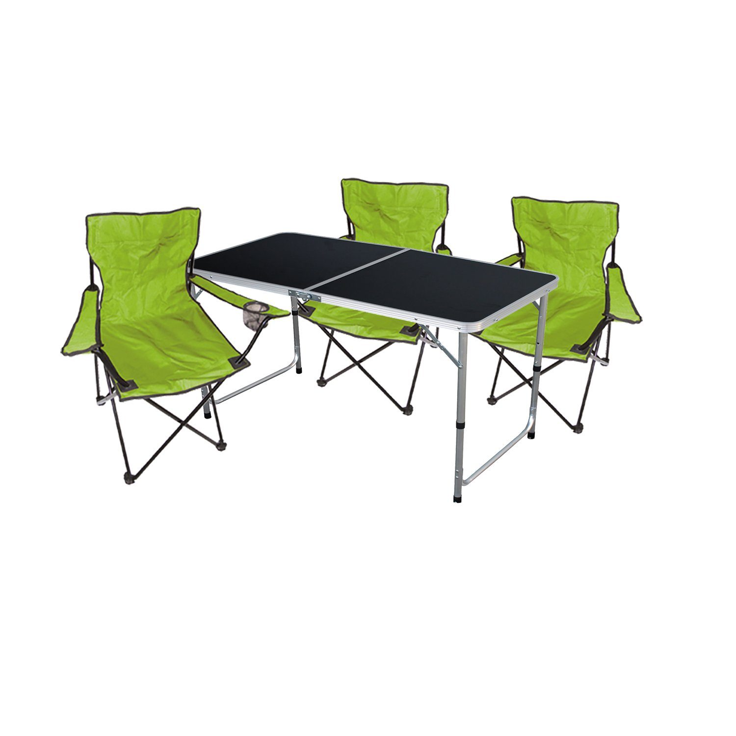 Mojawo Essgruppe 4-teiliges Campingmöbel Set Lime Tisch höhenverstellbar +Stühle
