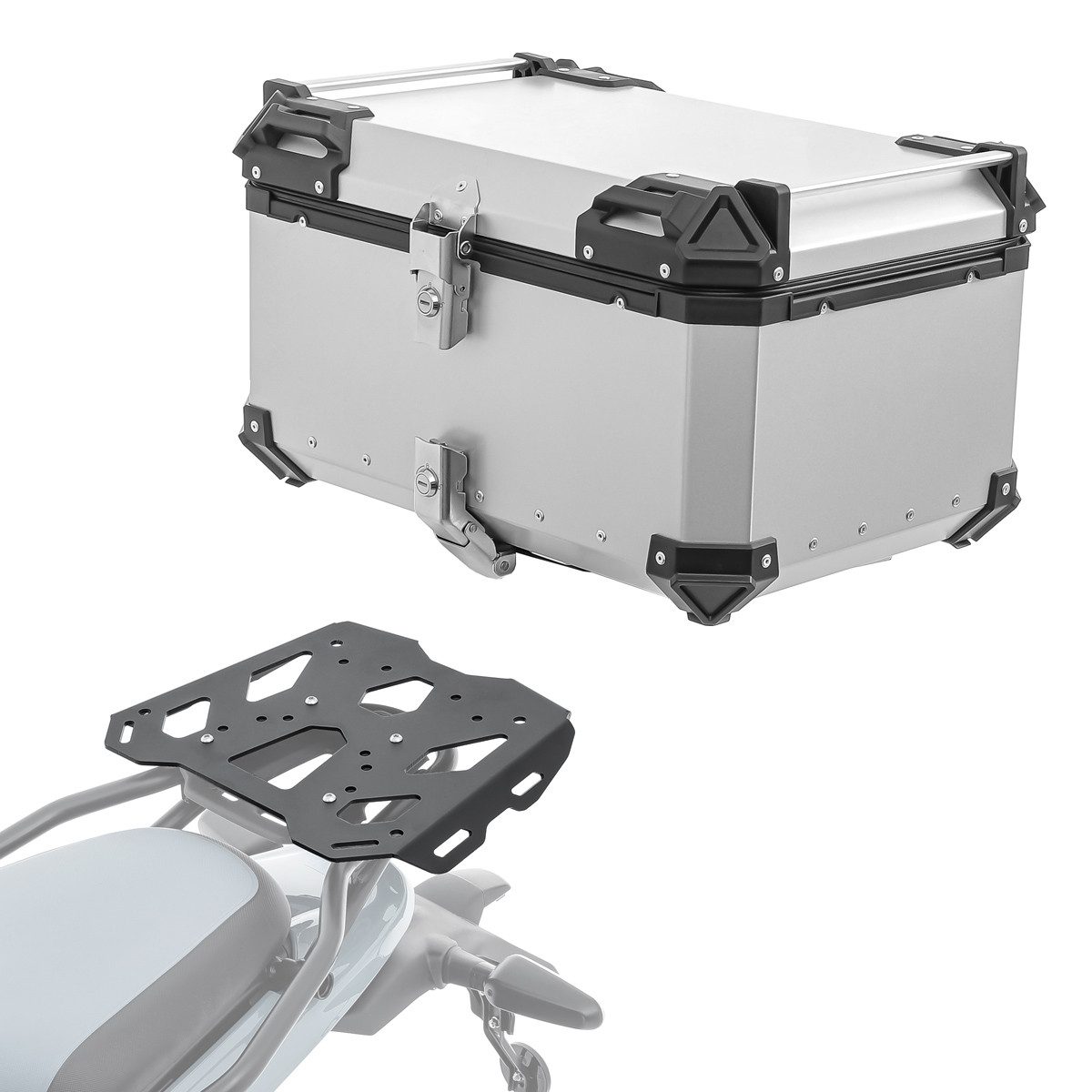 Bagtecs Topcase Set Alu Topcase + Gepäckbrücke für Royal Enfield Himalayan 450 24-26 X
