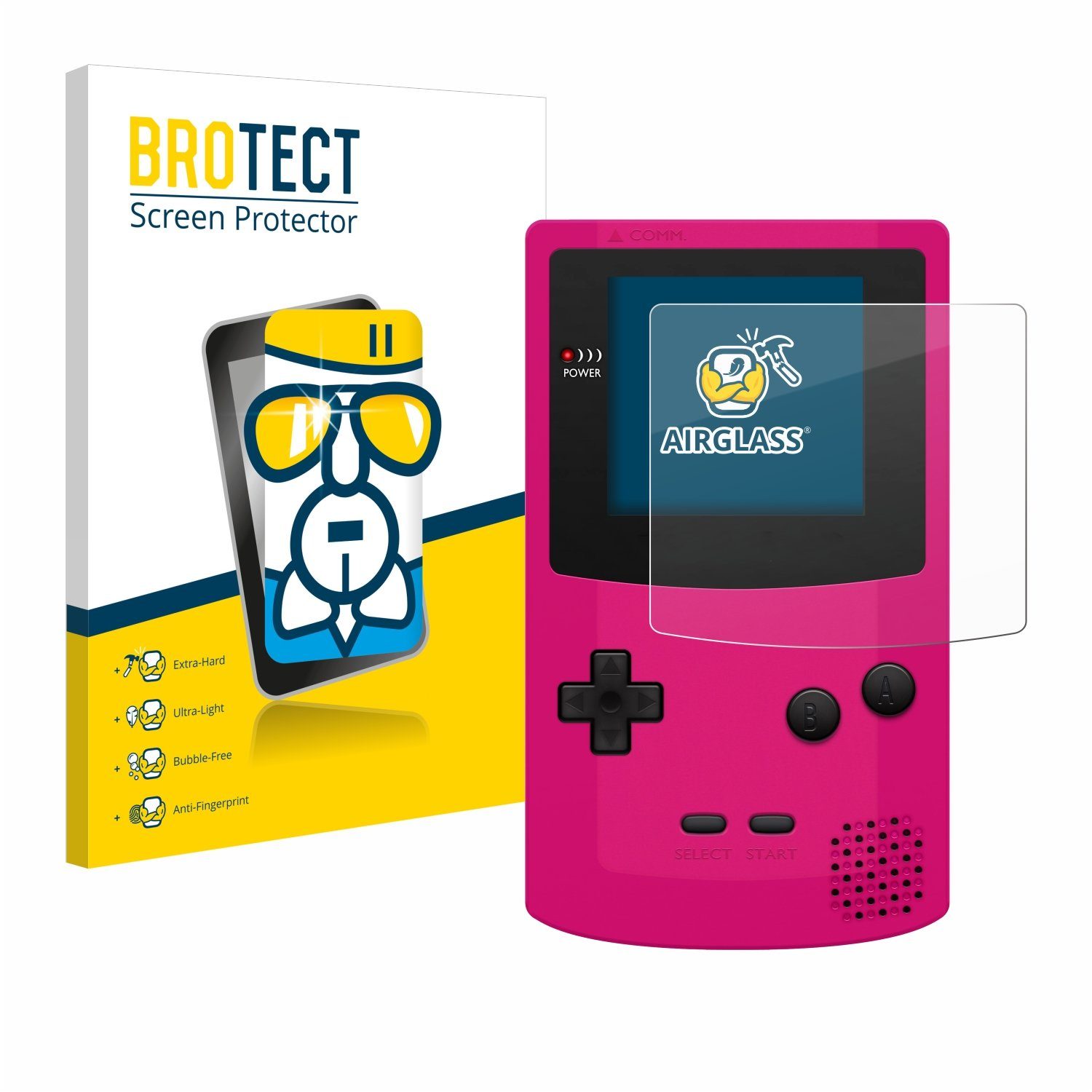 BROTECT Displayschutzglas Folie für Nintendo Gameboy Color, Schutzfolie Glas Panzer Display Schutz klar