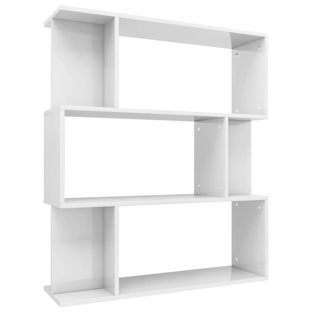 vidaXL Bücherregal Bücherregal/Raumteiler 1-tlg. Hochglanz-Weiß cm, 80x24x96