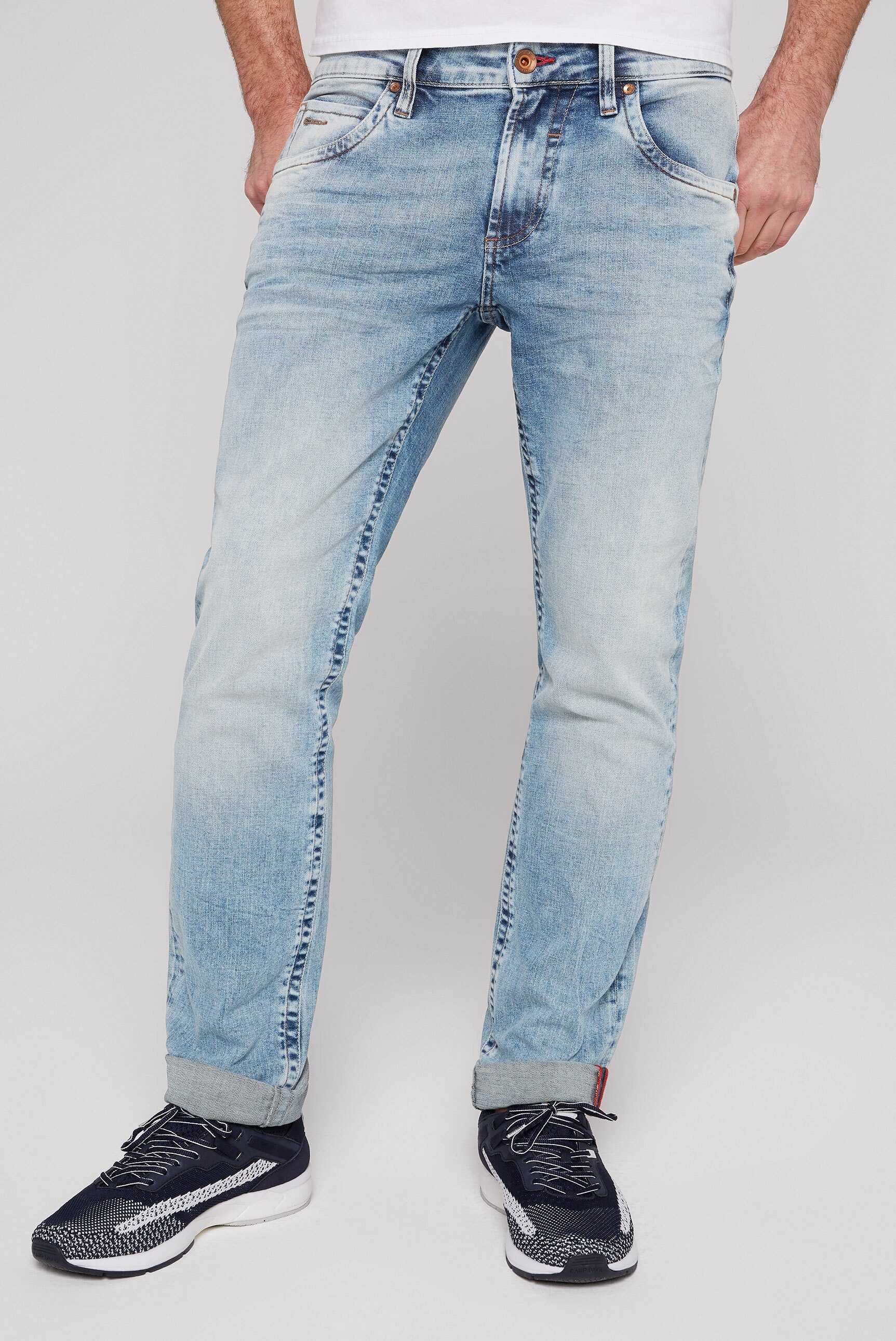 mit Leibhöhe Regular-fit-Jeans DAVID CAMP normaler
