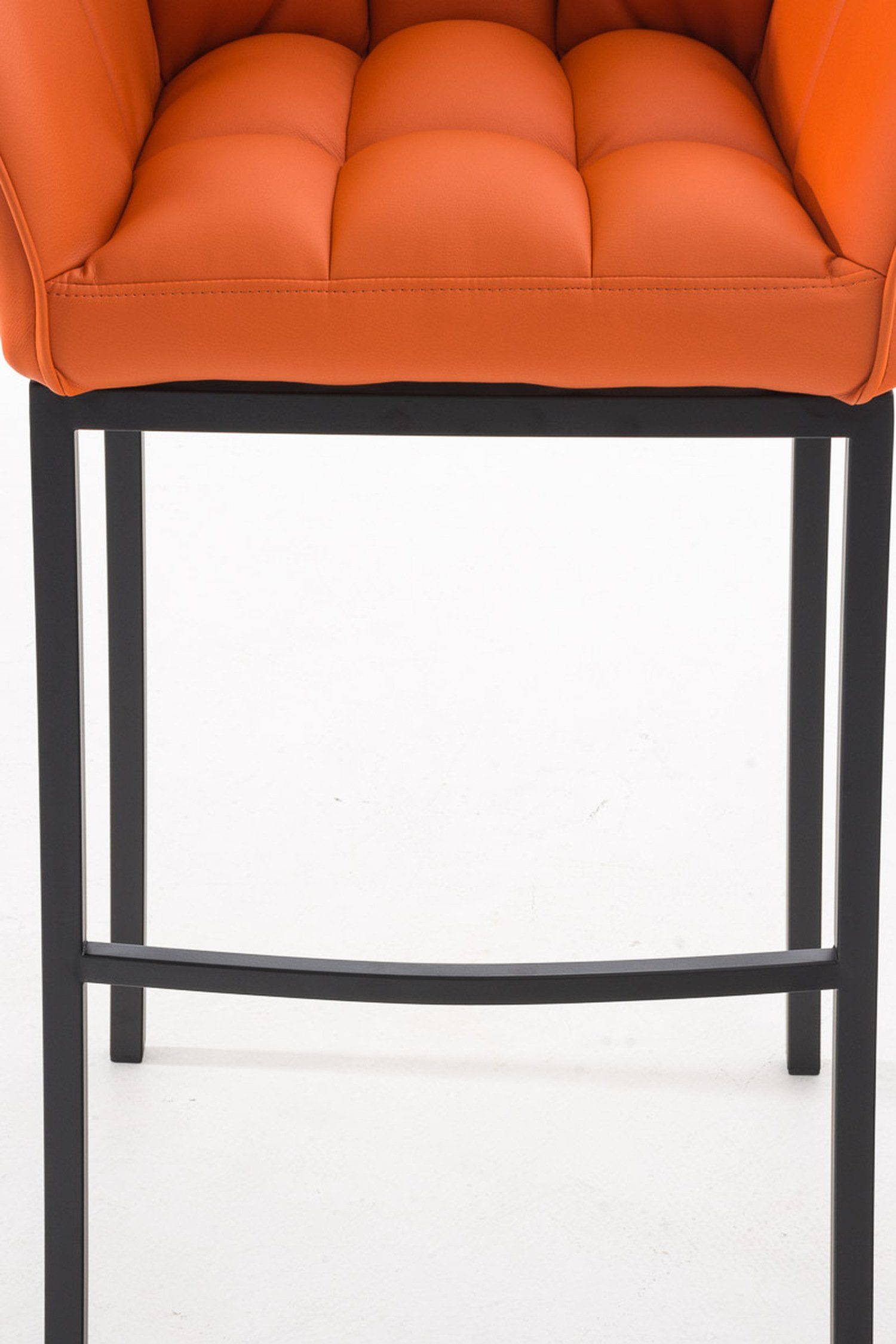 Hocker Sitzfläche: & - und (mit Theke Orange Rückenlehne Kunstleder 4-Fuß - für TPFLiving Barhocker Küche), schwarz Fußstütze Damaso Gestell