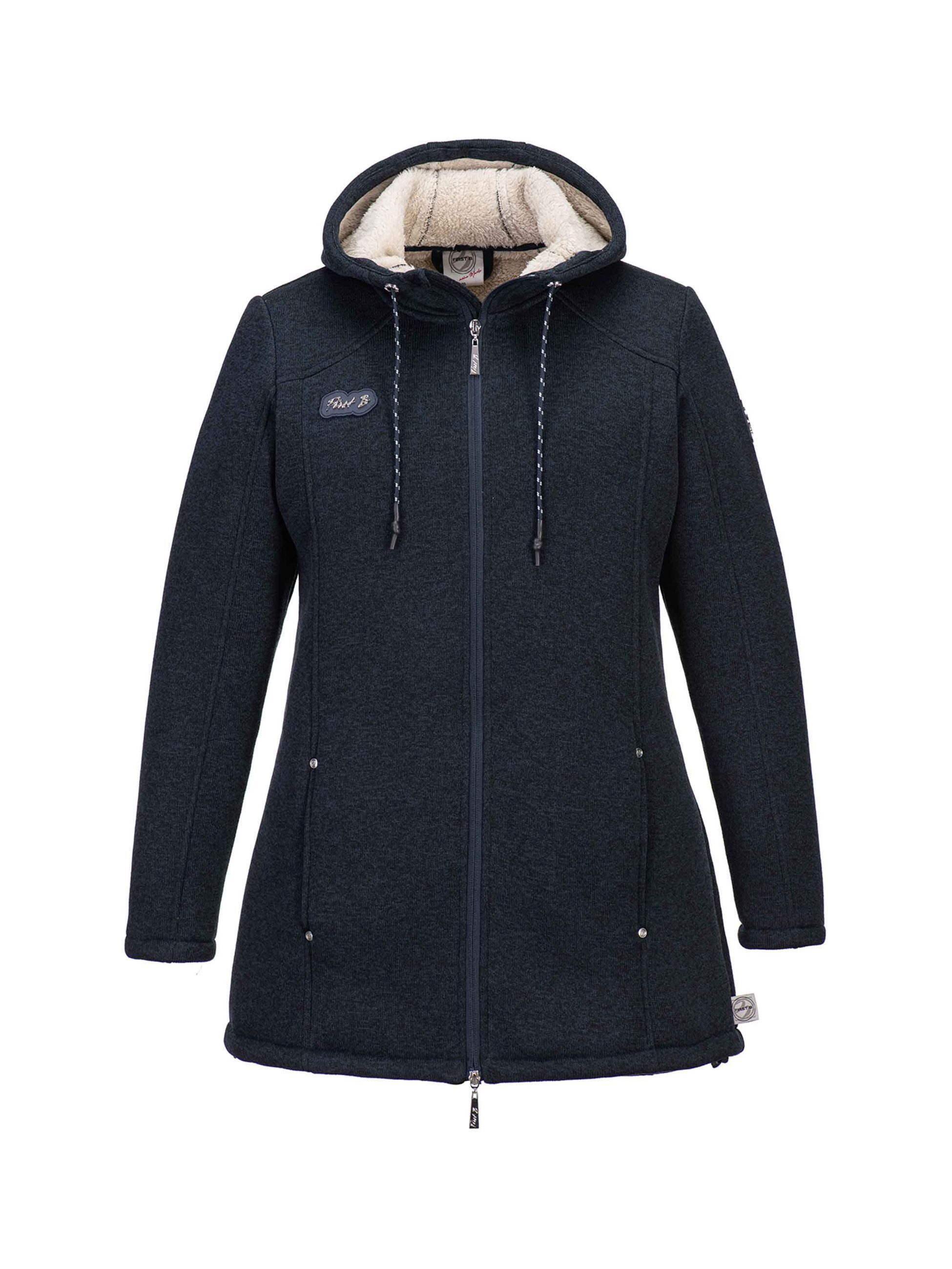 FirstB Kapuzenfleecejacke Damen Strickfleecemantel