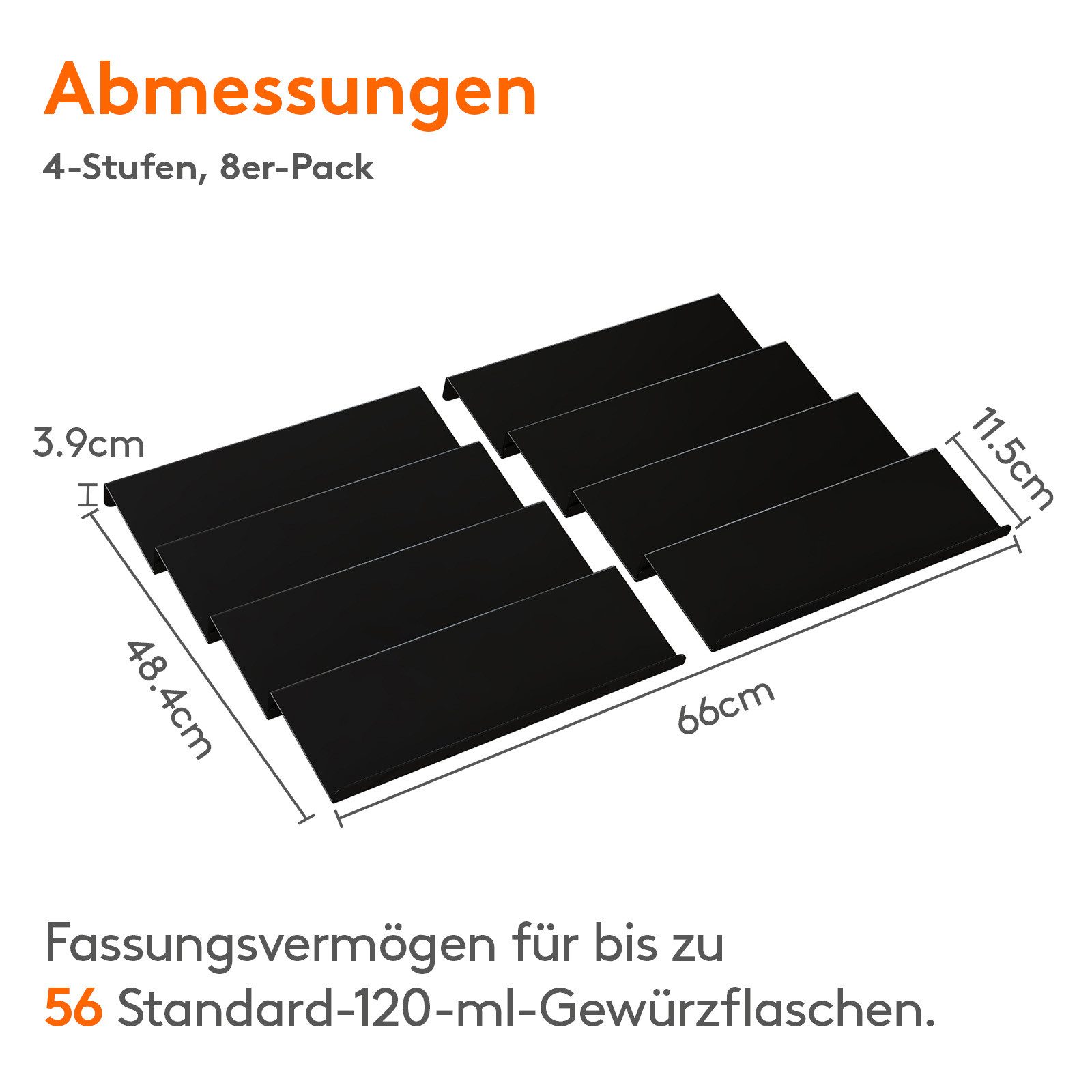 Lifewit Servierständer Justierbare Gewürzschublade Organizer, Expandable Gewürzregal, (8-tlg), Geneigtes