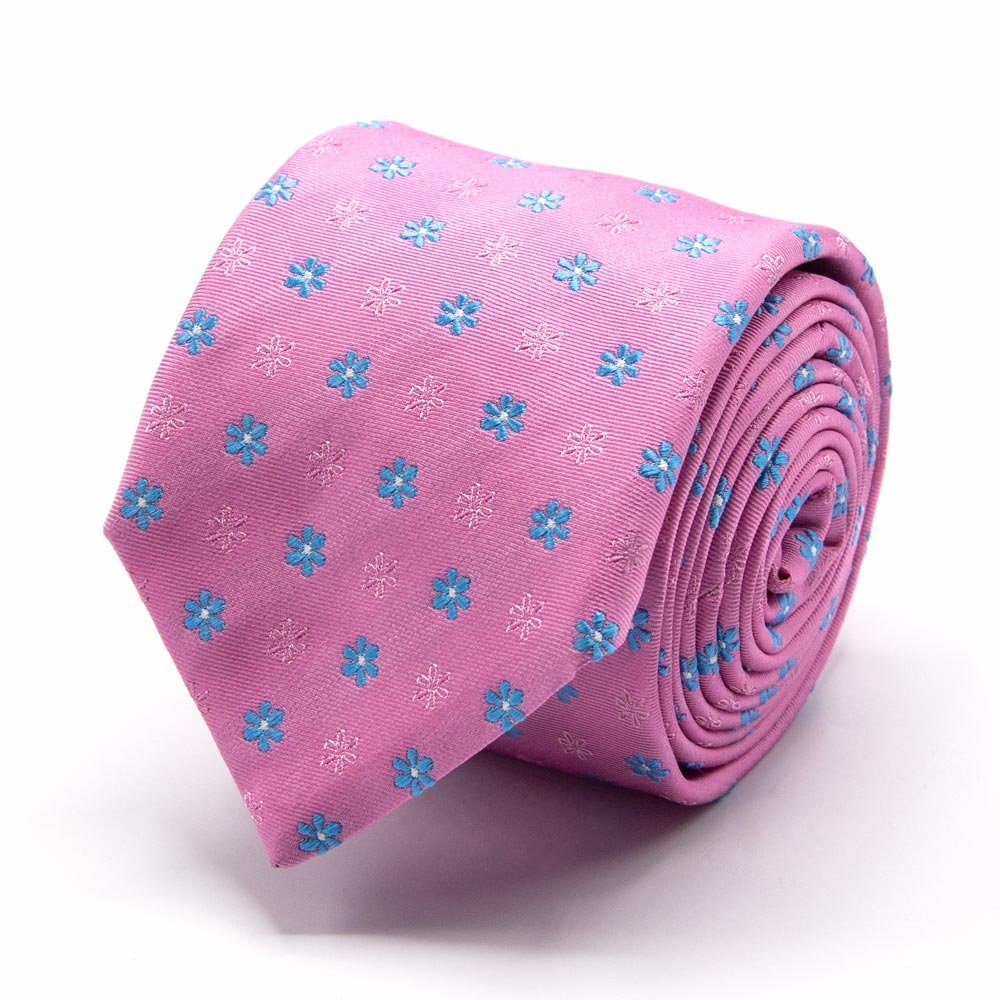 BGENTS Krawatte Seiden-Jacquard Krawatte mit Blüten-Muster Breit (8 cm) Rosa