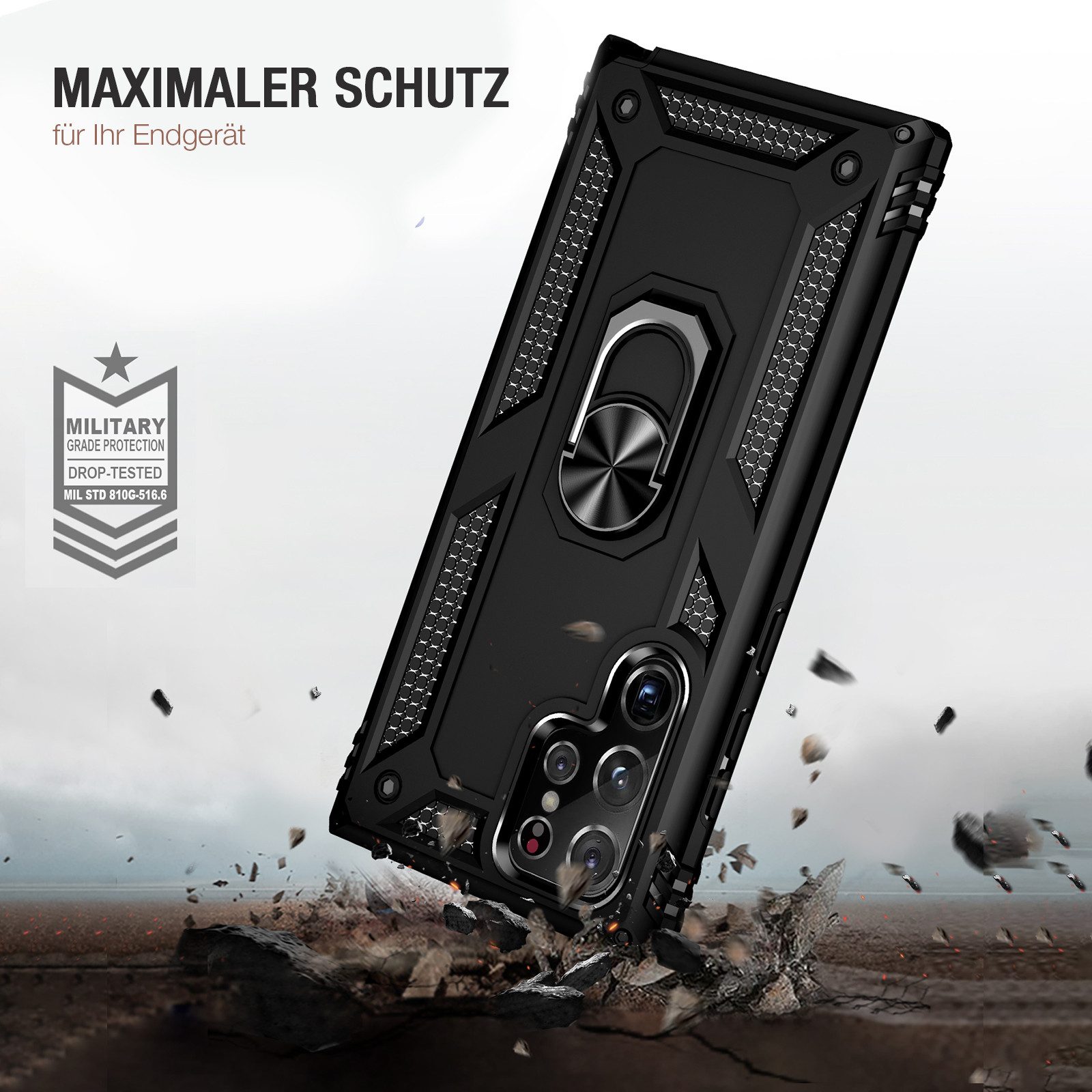 Tec-Expert Handyhülle Outdoor Cover Hülle für Samsung Galaxy S22 Ultra 6.8 Zoll, 6.8, Premium Hülle aus verstärktem Polycarbonat
