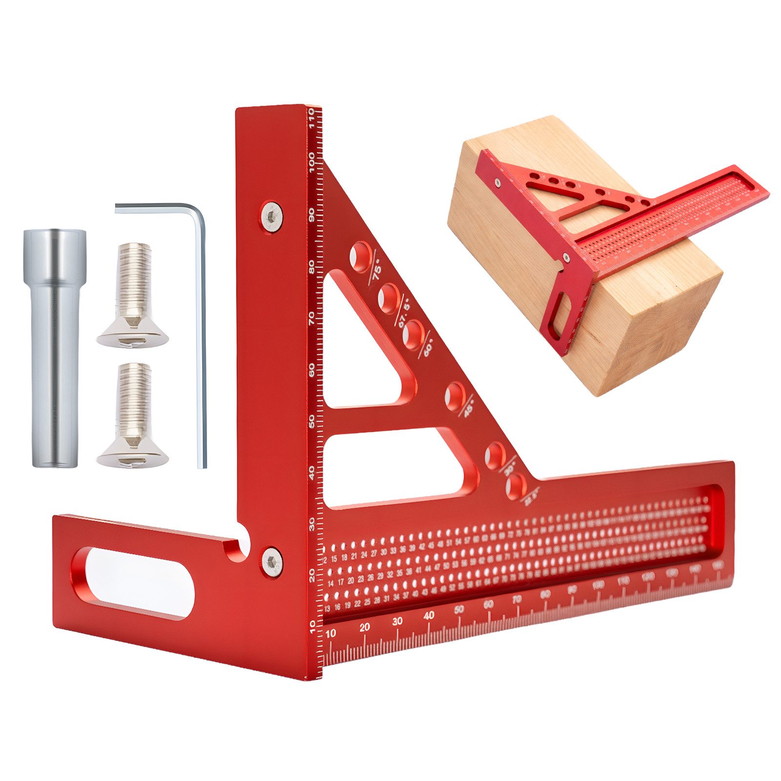 Youyijia Winkelmesser 3D Gehrungswinkel Aluminium, Multifunktionaler Winkelmesser 22.5°–90°