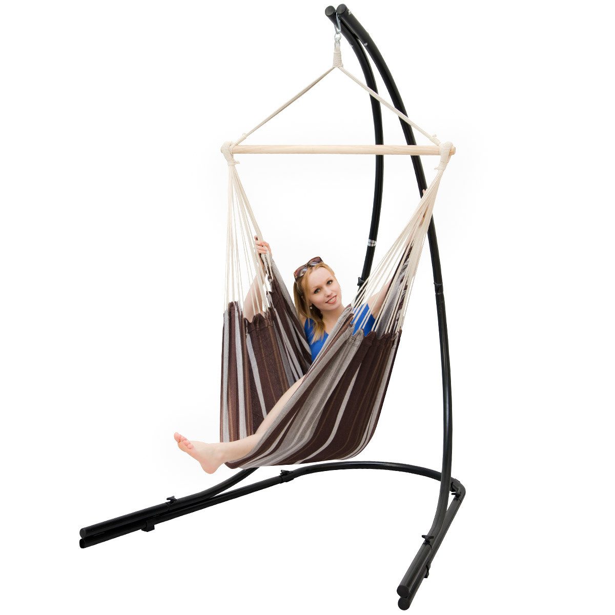 AMANKA Hängestuhl Hängestuhlgestell HSG-153 mit Hängestuhl HMG-40, 185 x 130 cm Hängesitz für Kinder und Erwachsene - 360° Relaxsessel