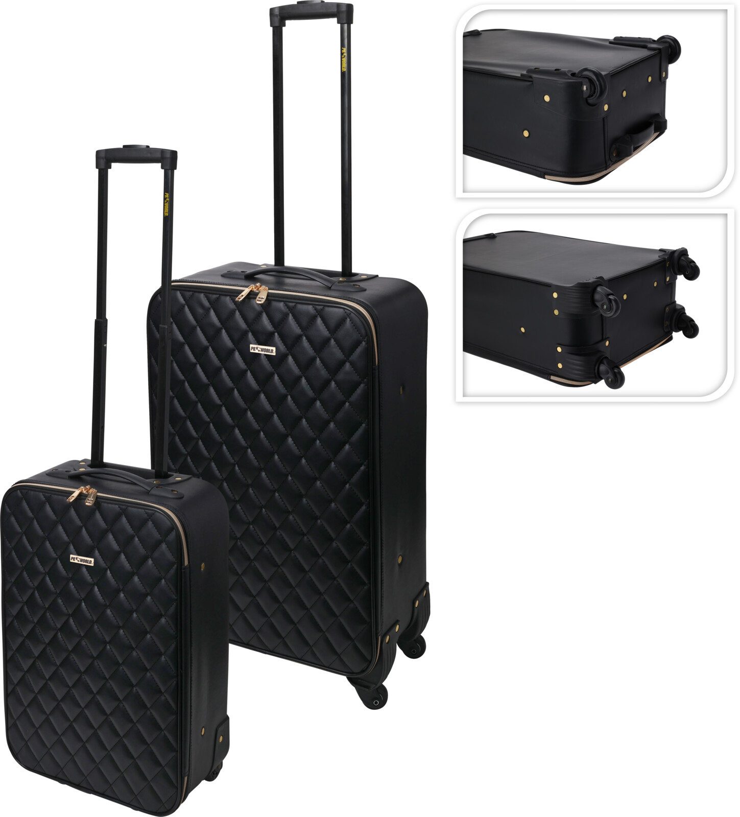 Koopman Trolleyset Reisekoffer-Set Reisetrolley Rollkoffer Trolley Koffer 35L + 58L, (2 tlg), 2-teilig, 2 Größen, Steppmuster, Goldfarbende Akzente, Teleskopgriff