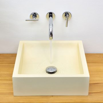 wohnfreuden Aufsatzwaschbecken Terrazzo Waschbecken TMO-04 40 cm in hellem Gelbton (Kein Set), 3_102231