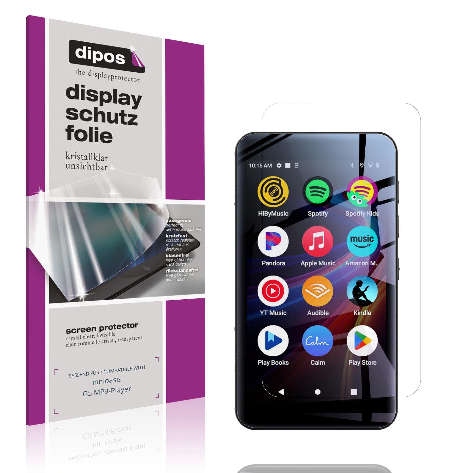 dipos Displayschutzfolie Schutzfolie für innioasis G5 MP3-Player, 4 Stück, Displayschutz Schutz Folie Made in Germany
