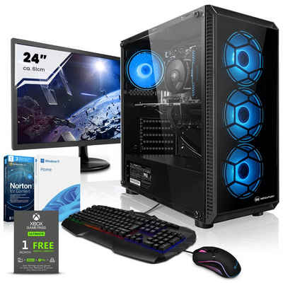 Megaport Gaming-PC-Komplettsystem (24", Intel Core i3-12100F 4x3,30 GHz, GeForce GTX1630, 8 GB RAM, 250 GB SSD, Windows 11, WLAN)