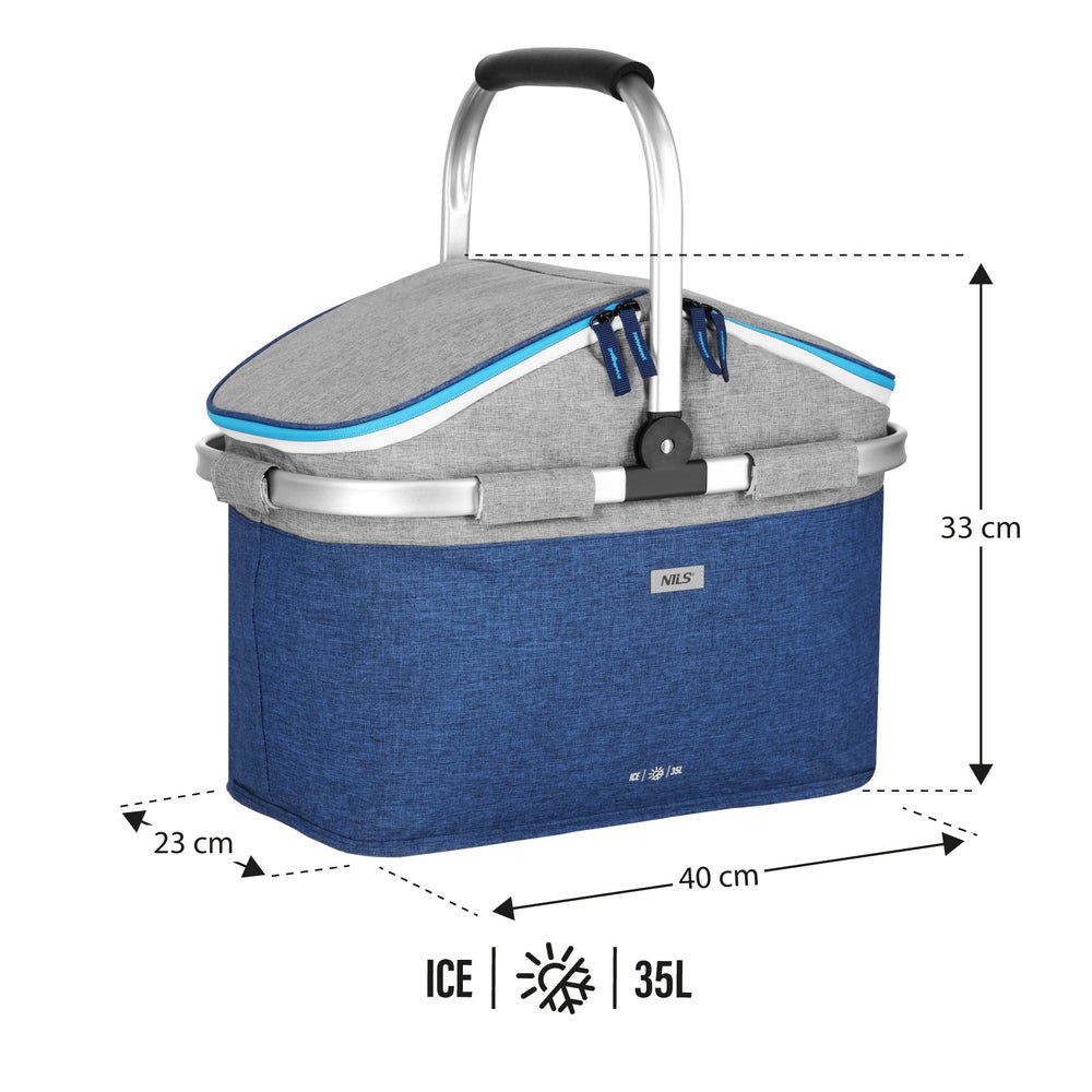 Nils Kühltasche Picknickkorb Kühlkorb Isoliertasche, 35 l, faltbar, 35 Liter, Aluminiumgriff, isoliert
