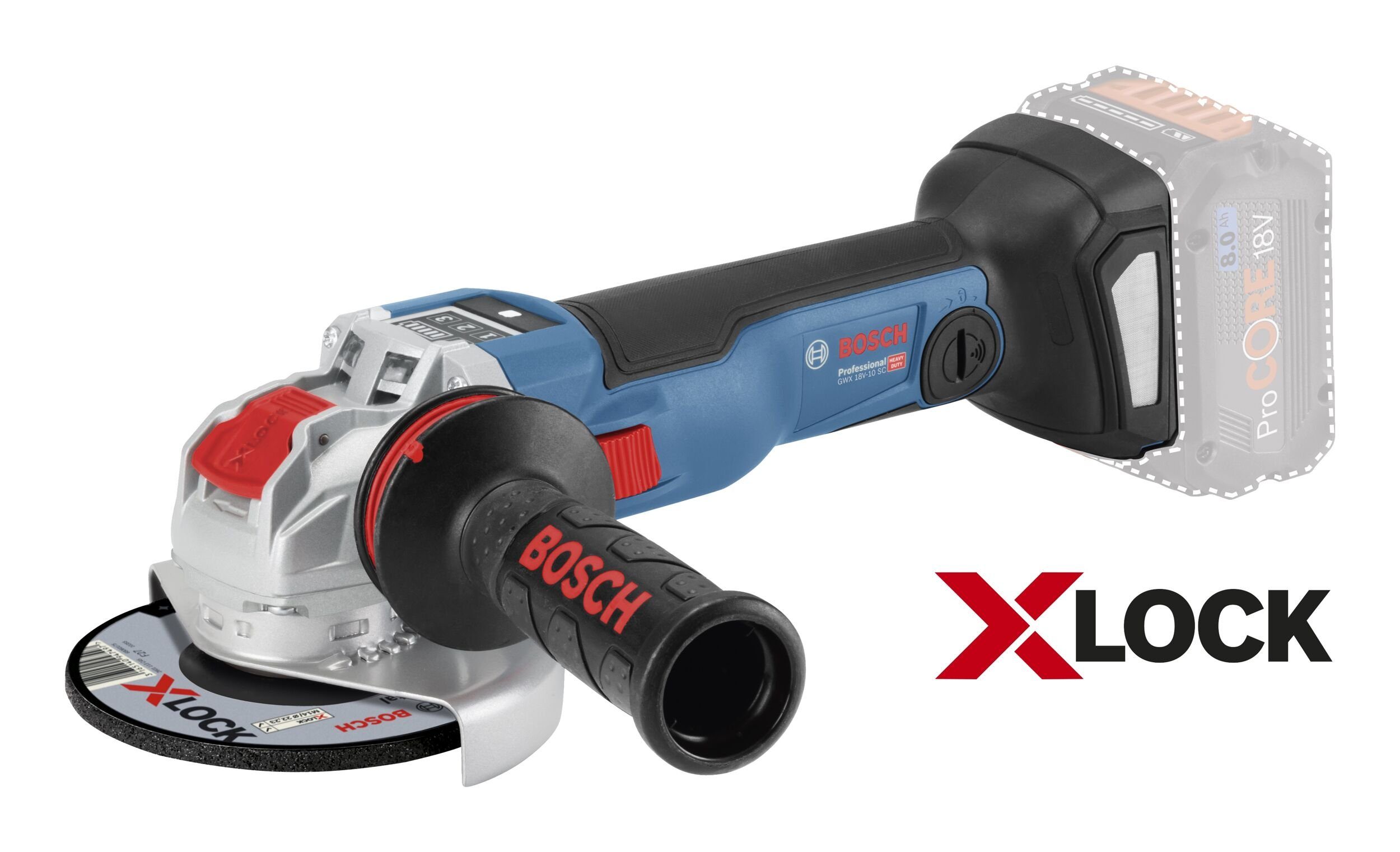 Bosch Professional Akku-Winkelschleifer GWX 18V-10 SC, max. 9000 U/min, Mit X-LOCK Ohne Akku - in L-BOXX 136
