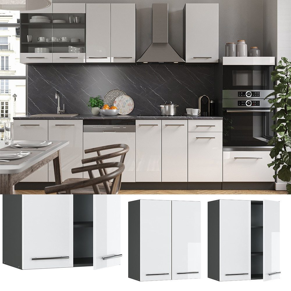 Vicco Hängeschrank Fame-Line, Weiß Hochglanz/Anthrazit, 60 cm (1-St)
