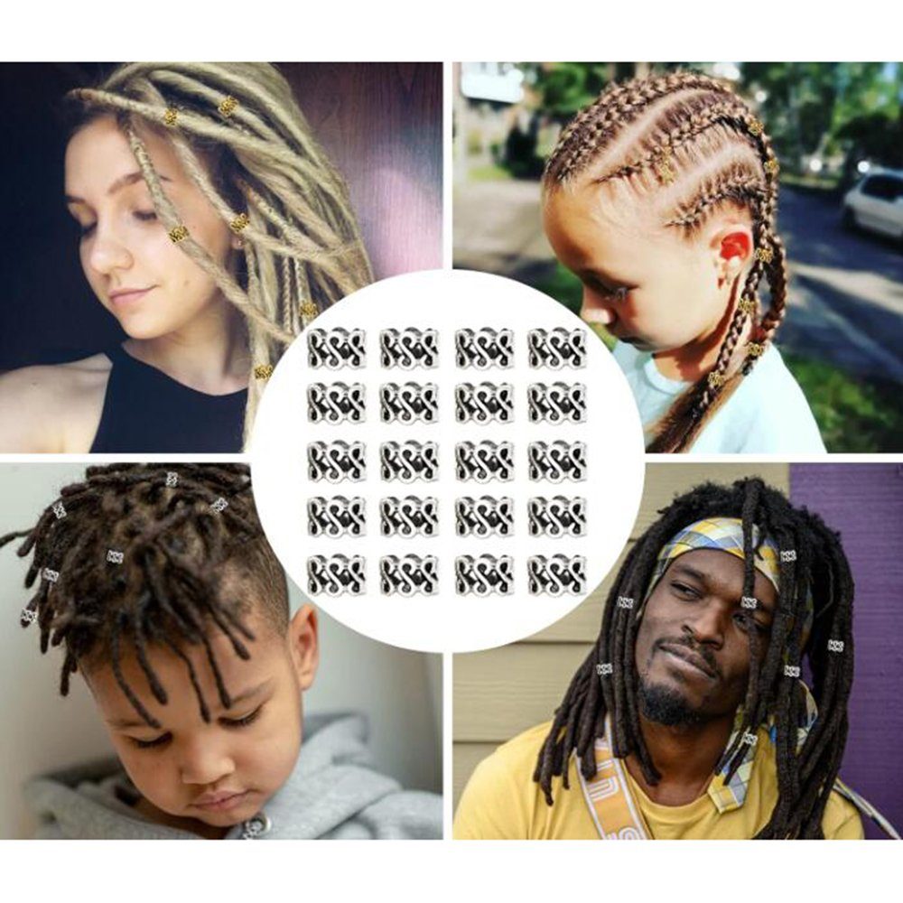 Coonoor Haarspange 20 Stück Dreadlocks Perlen Aluminium Haarklammern