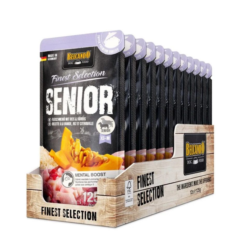Belcando Senior Fleischmenü mit Reis & Kürbis - Nassfutter in Frischebeuteln 12x125g