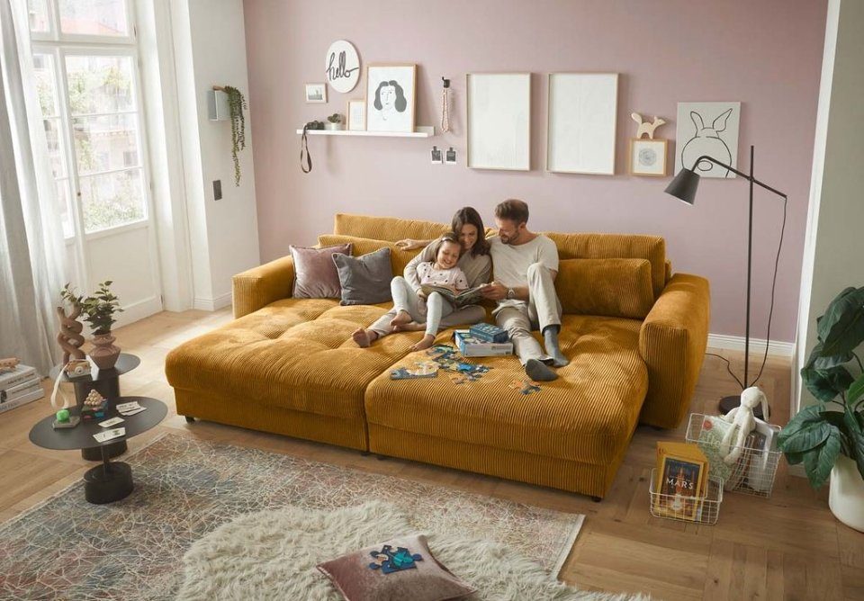 stellbar Mustard Nierenkissen, DESIGN Barura, Bezug, Cord Raum EXCITING im Big-Sofa ED frei Rückenkissen,